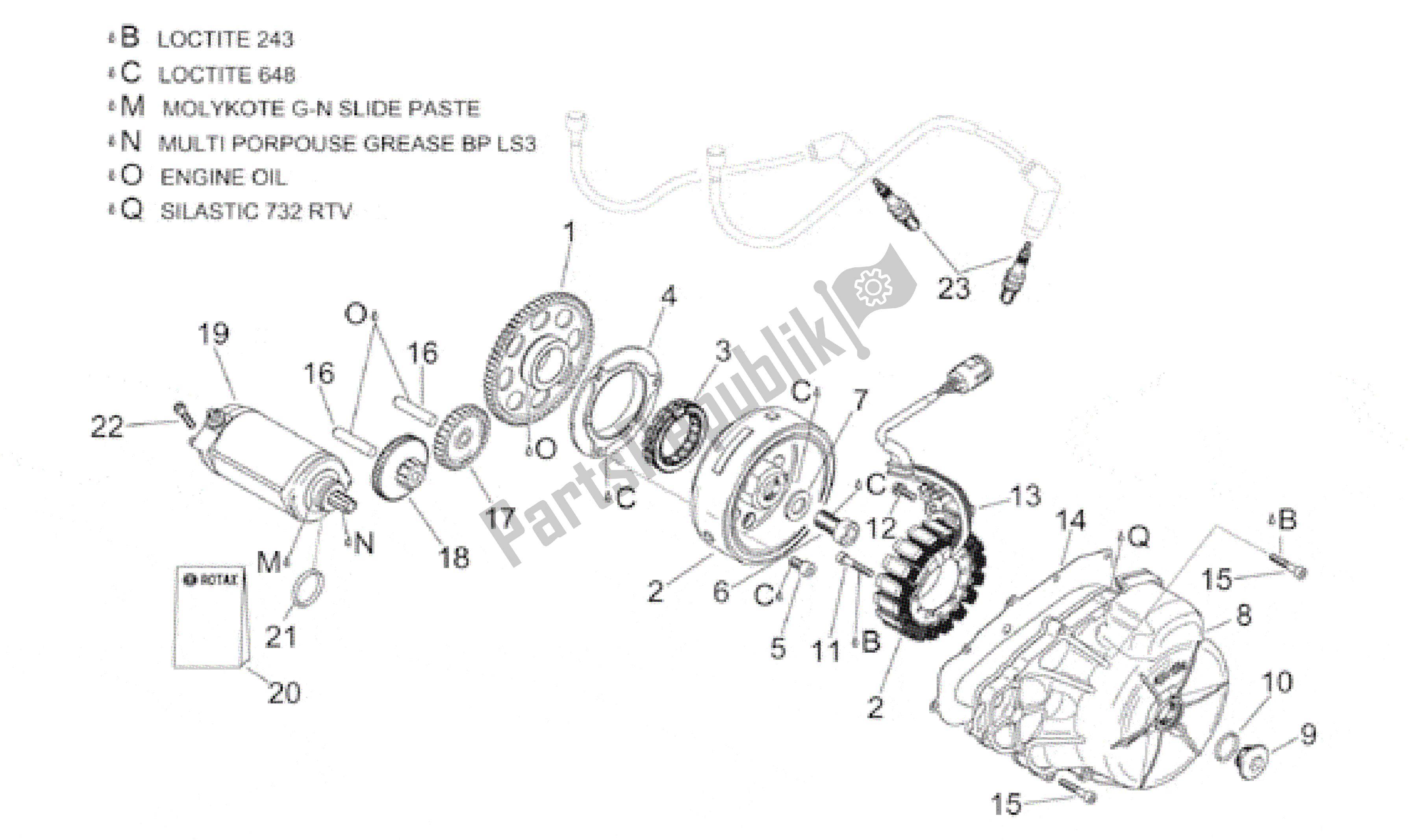 Alle onderdelen voor de Ontstekingseenheid van de Aprilia RSV Mille SP 391 X 1000 1999 - 2000