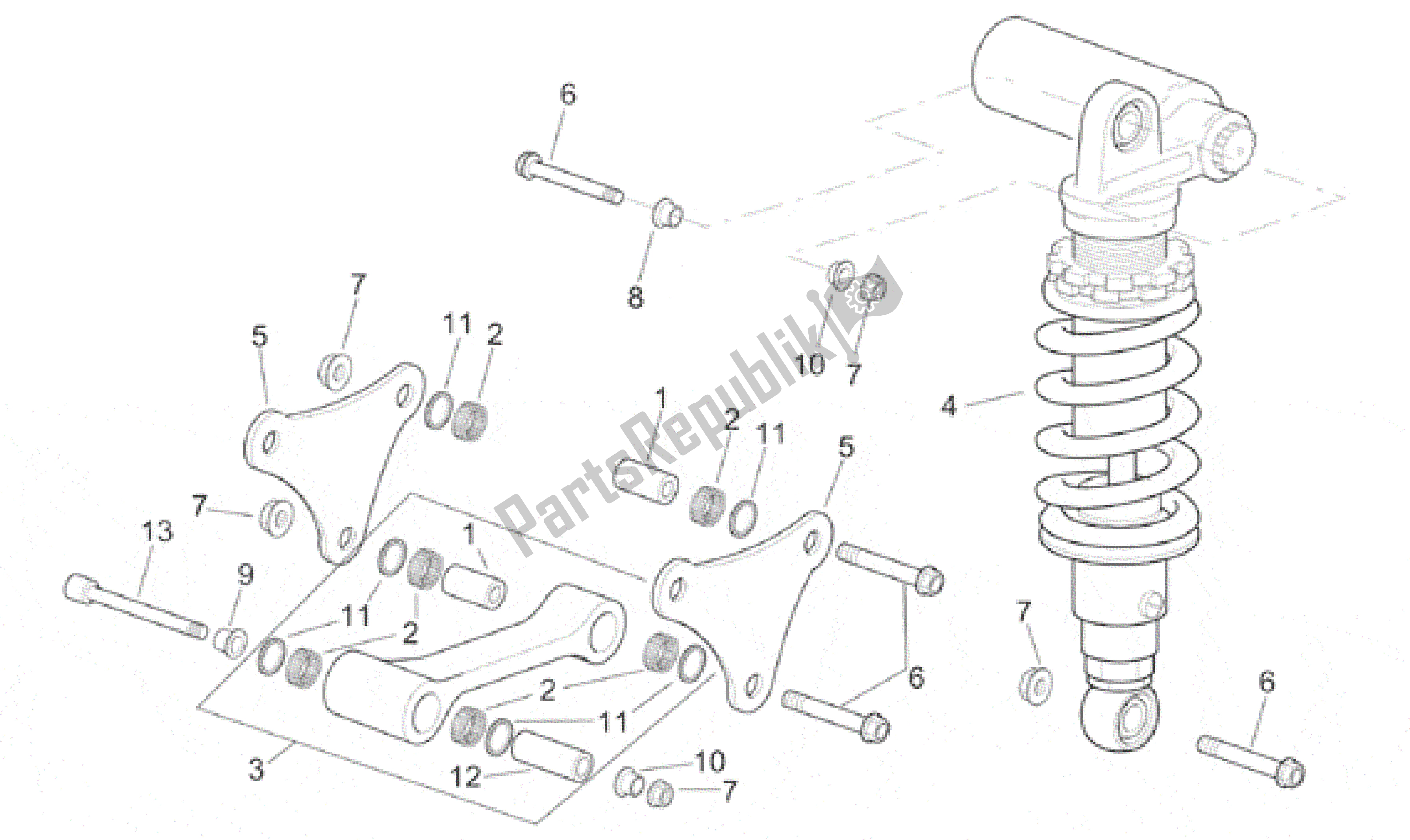 All parts for the Connecting Rod - Rear Shock Abs. Of the Aprilia RSV Mille SP 391 X 1000 1999 - 2000