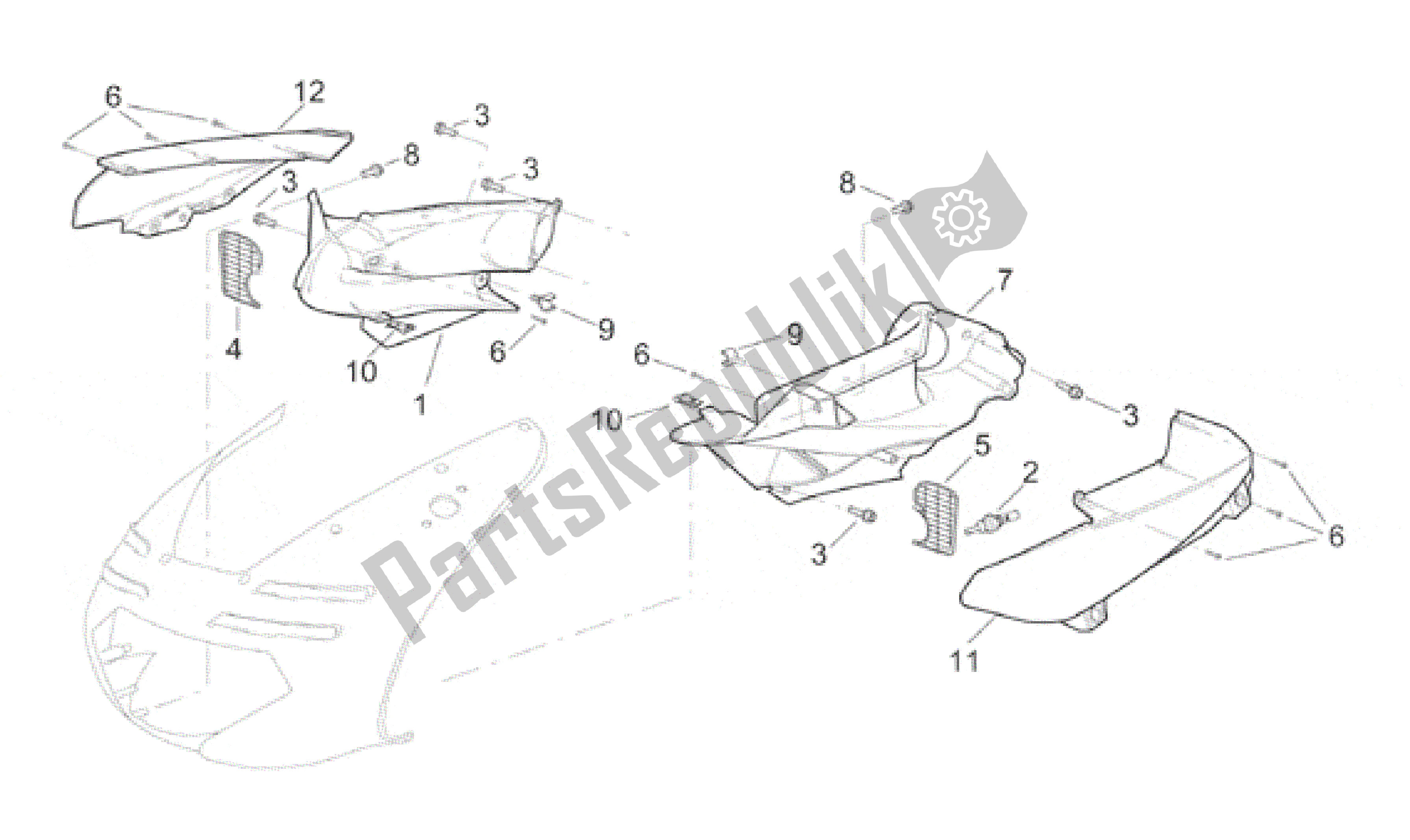 Todas las partes para Cuerpo Frontal - Conducto de Aprilia RSV Mille SP 391 X 1000 1999 - 2000