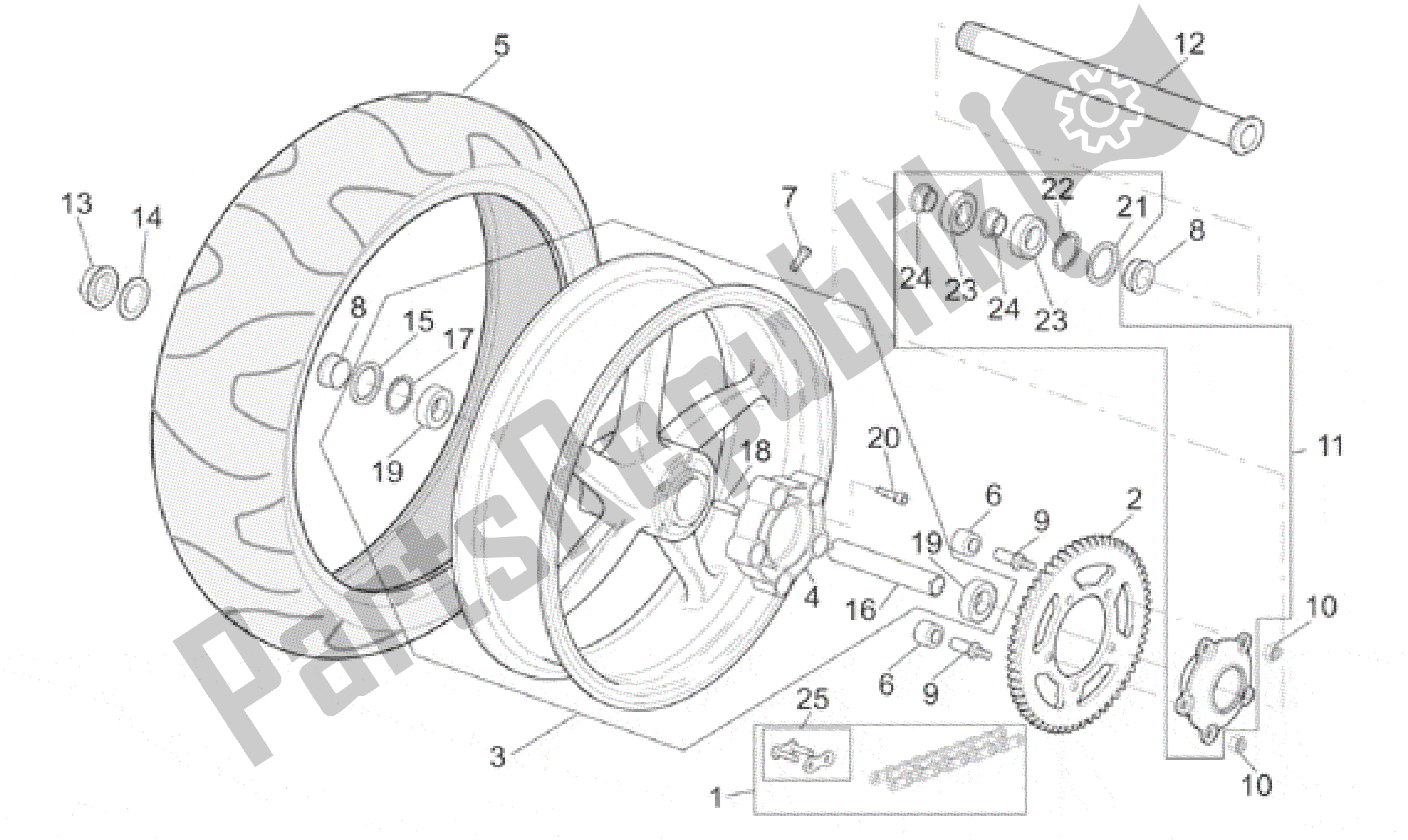 All parts for the Rear Wheel of the Aprilia SL Falco 1000 2000 - 2002