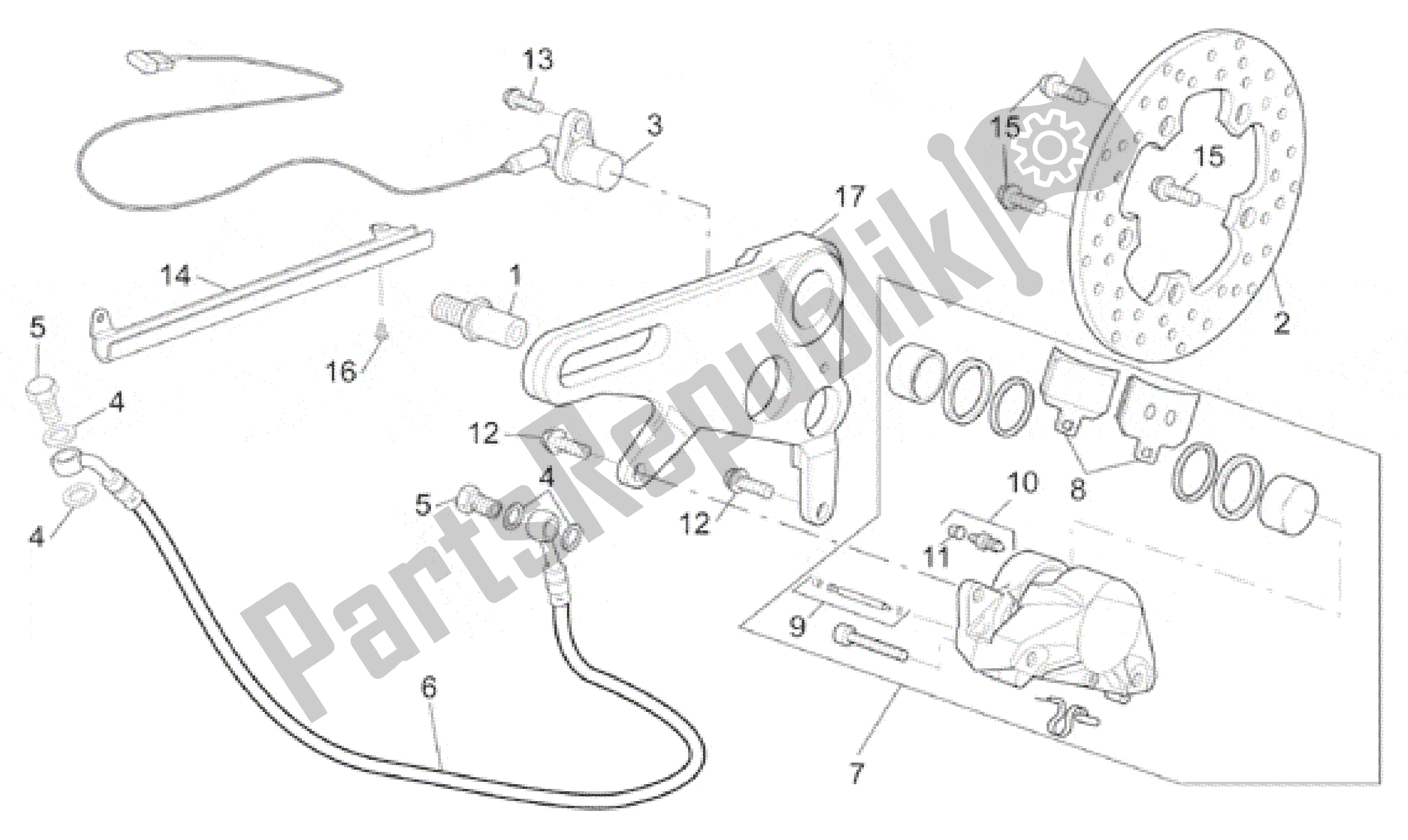 All parts for the Rear Brake Caliper of the Aprilia SL Falco 1000 2000 - 2002