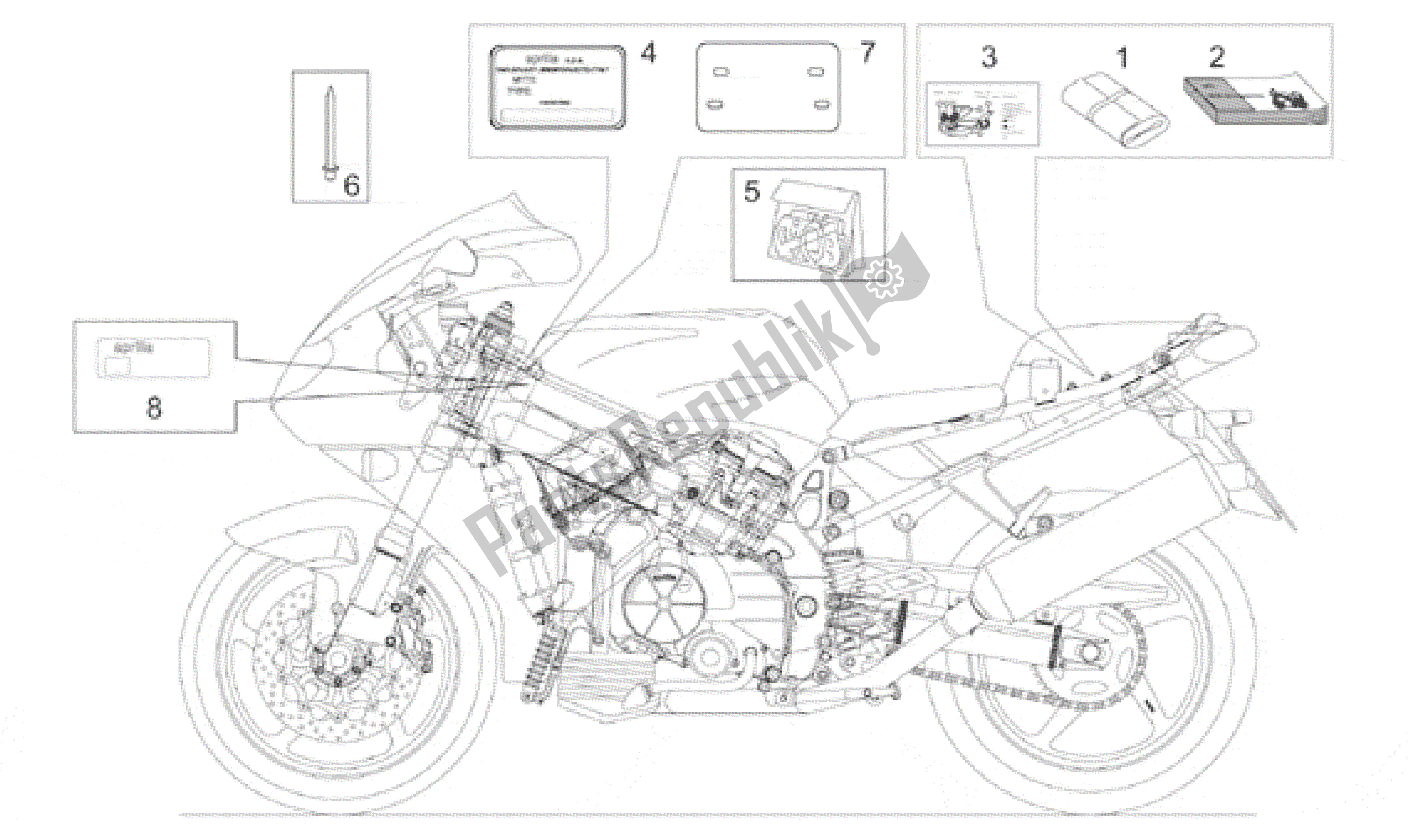 All parts for the Decal And Plate Set of the Aprilia SL Falco 1000 2000 - 2002