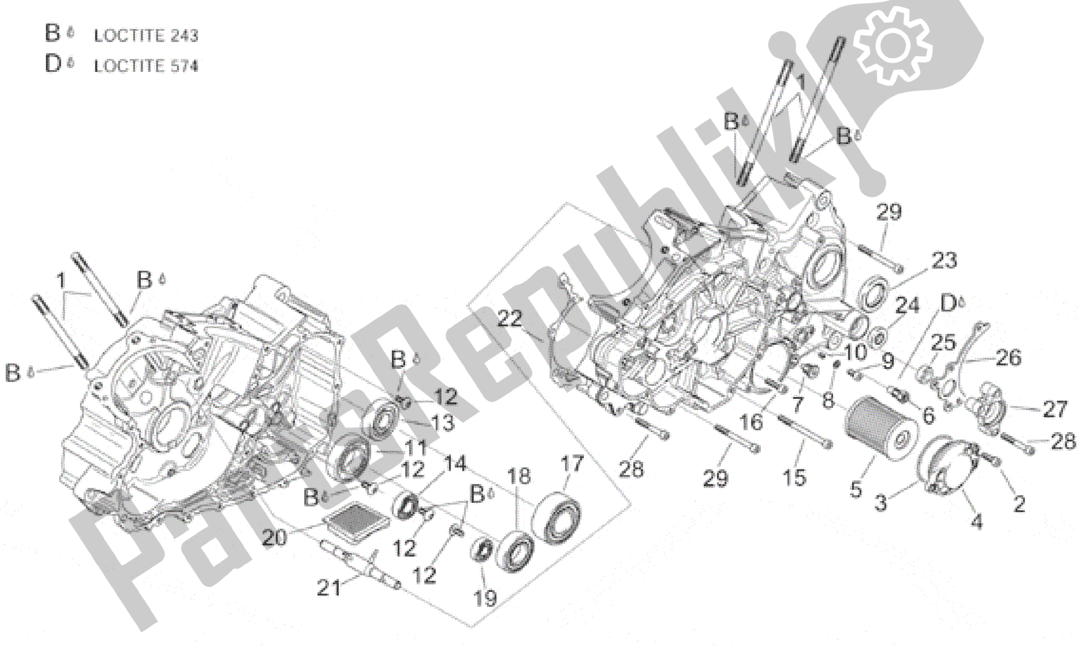All parts for the Crankcases Ii of the Aprilia SL Falco 1000 2000 - 2002