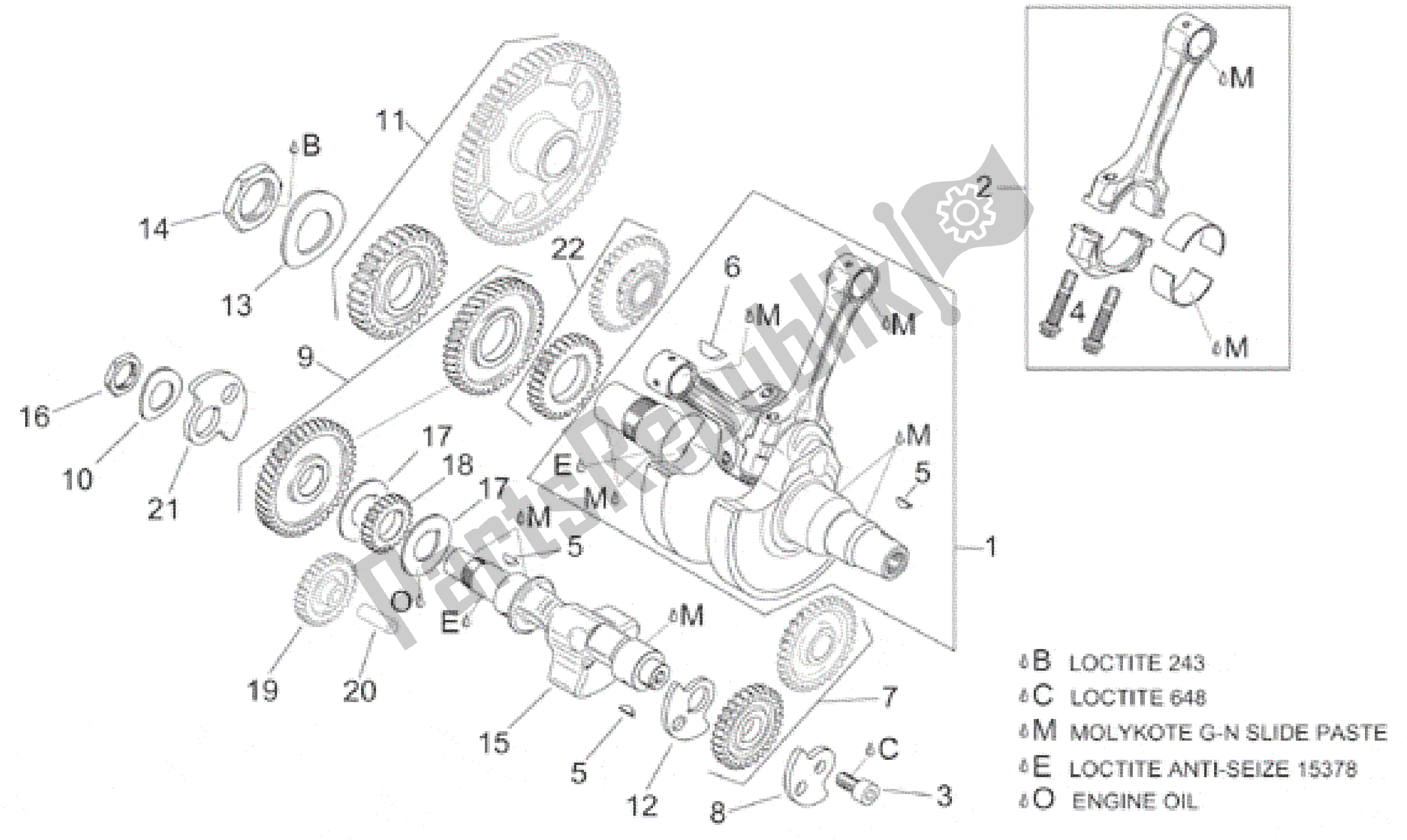All parts for the Crankshaft I of the Aprilia SL Falco 1000 2000 - 2002