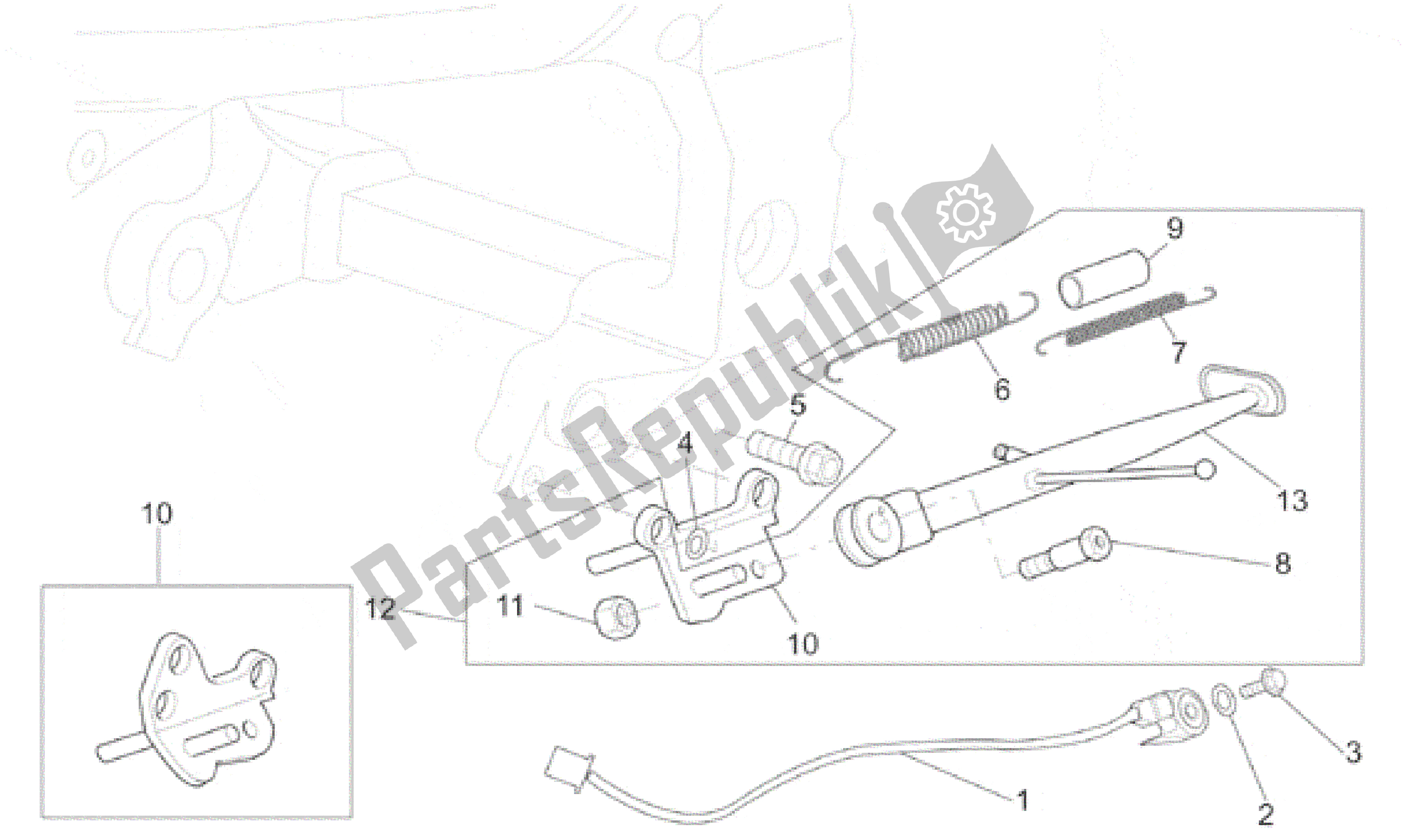 All parts for the Central Stand of the Aprilia SL Falco 1000 2000 - 2002