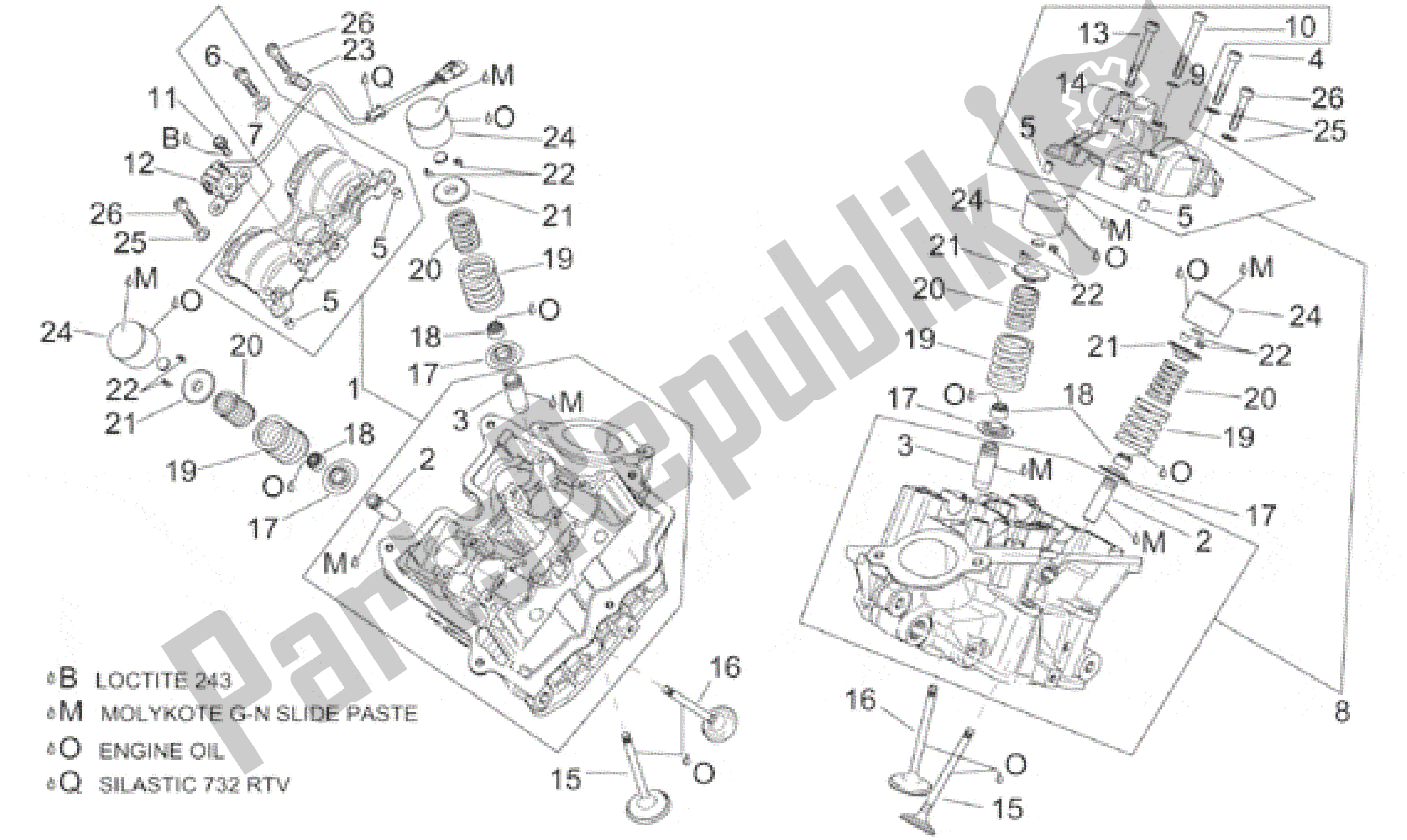 All parts for the Cylinder Head And Valves of the Aprilia SL Falco 1000 2000 - 2002