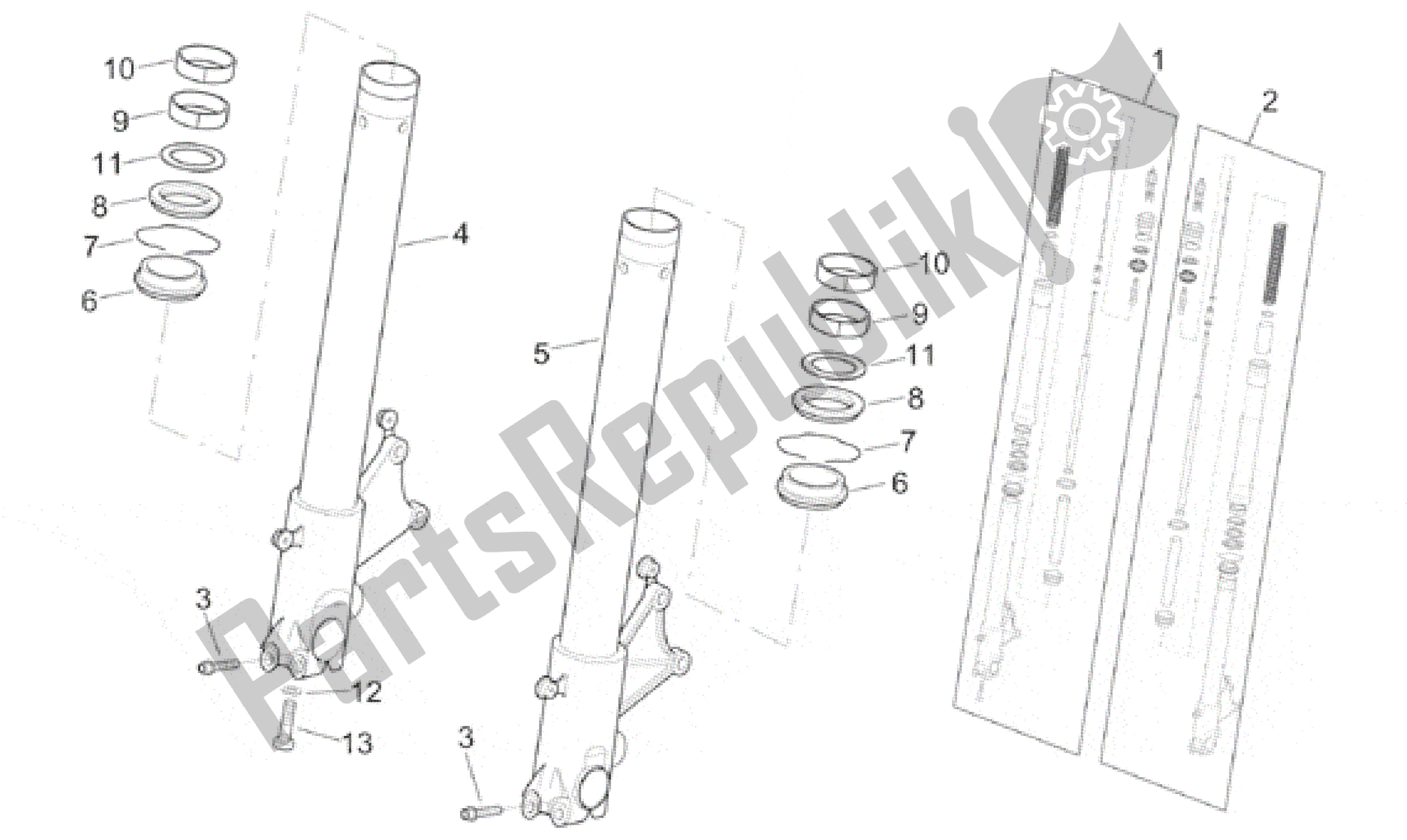 All parts for the Front Fork Ii of the Aprilia SL Falco 1000 2000 - 2002