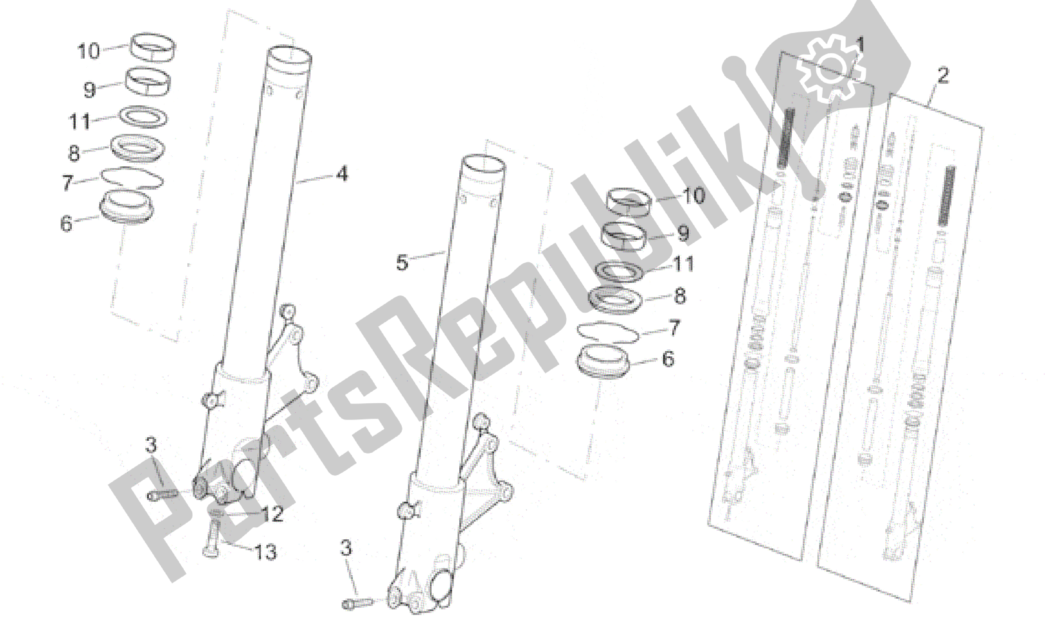 Todas las partes para Horquilla Delantera Ii de Aprilia SL Falco 1000 2000 - 2002