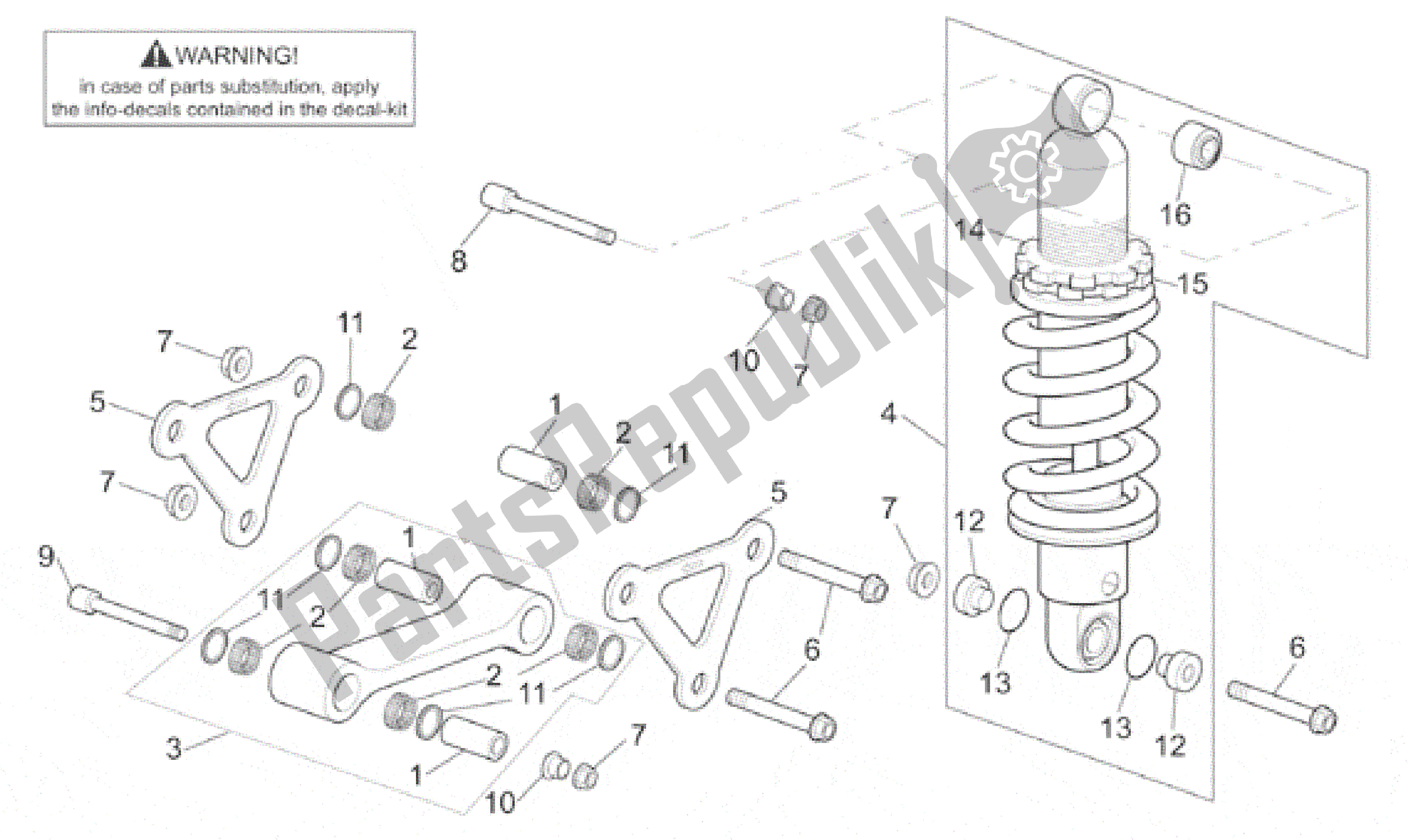 Todas as partes de Biela - Amortecedor Traseiro Abs. Do Aprilia SL Falco 1000 2000 - 2002