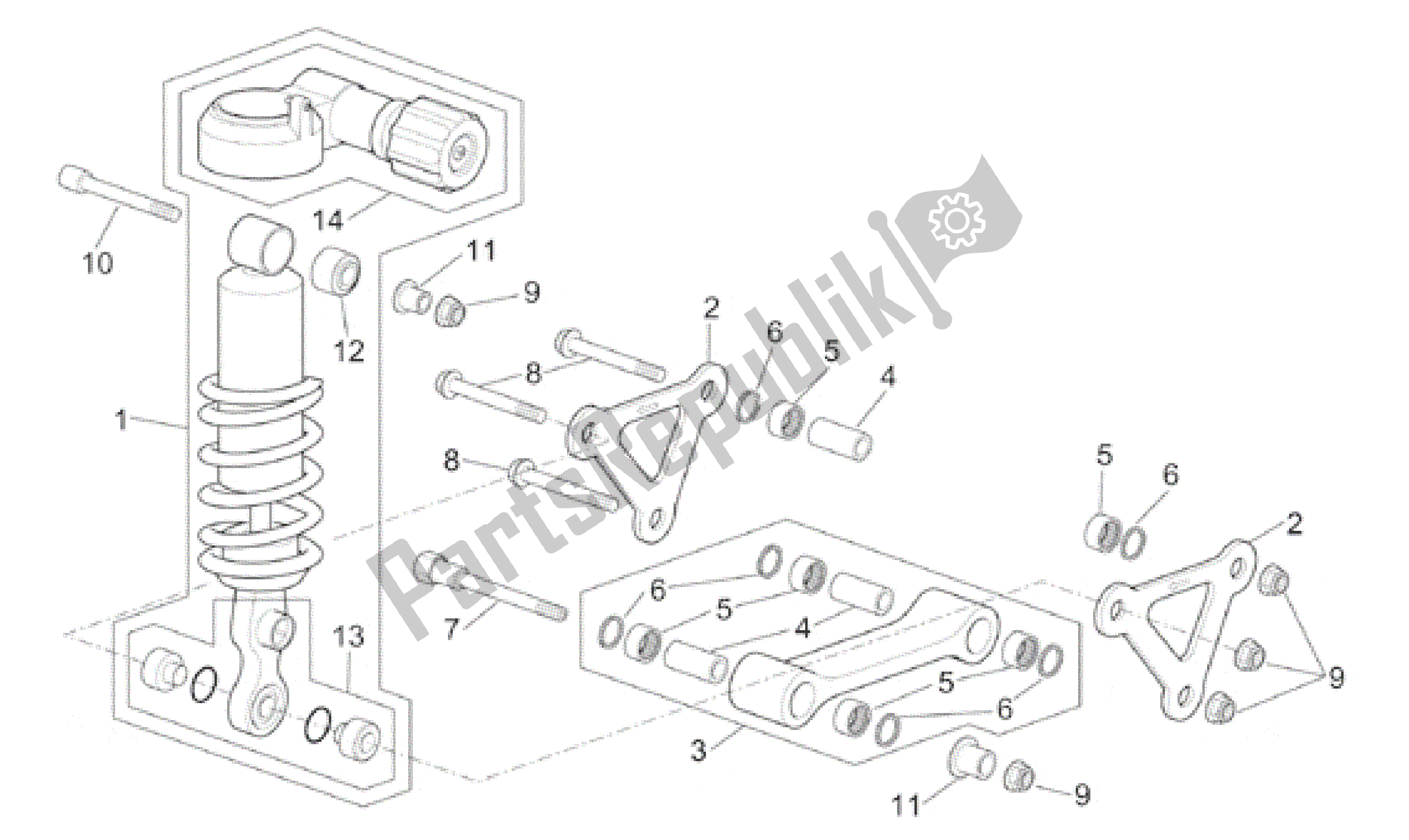 All parts for the Connecting Rod - Rear Shock Abs. Of the Aprilia RST 1000 2001
