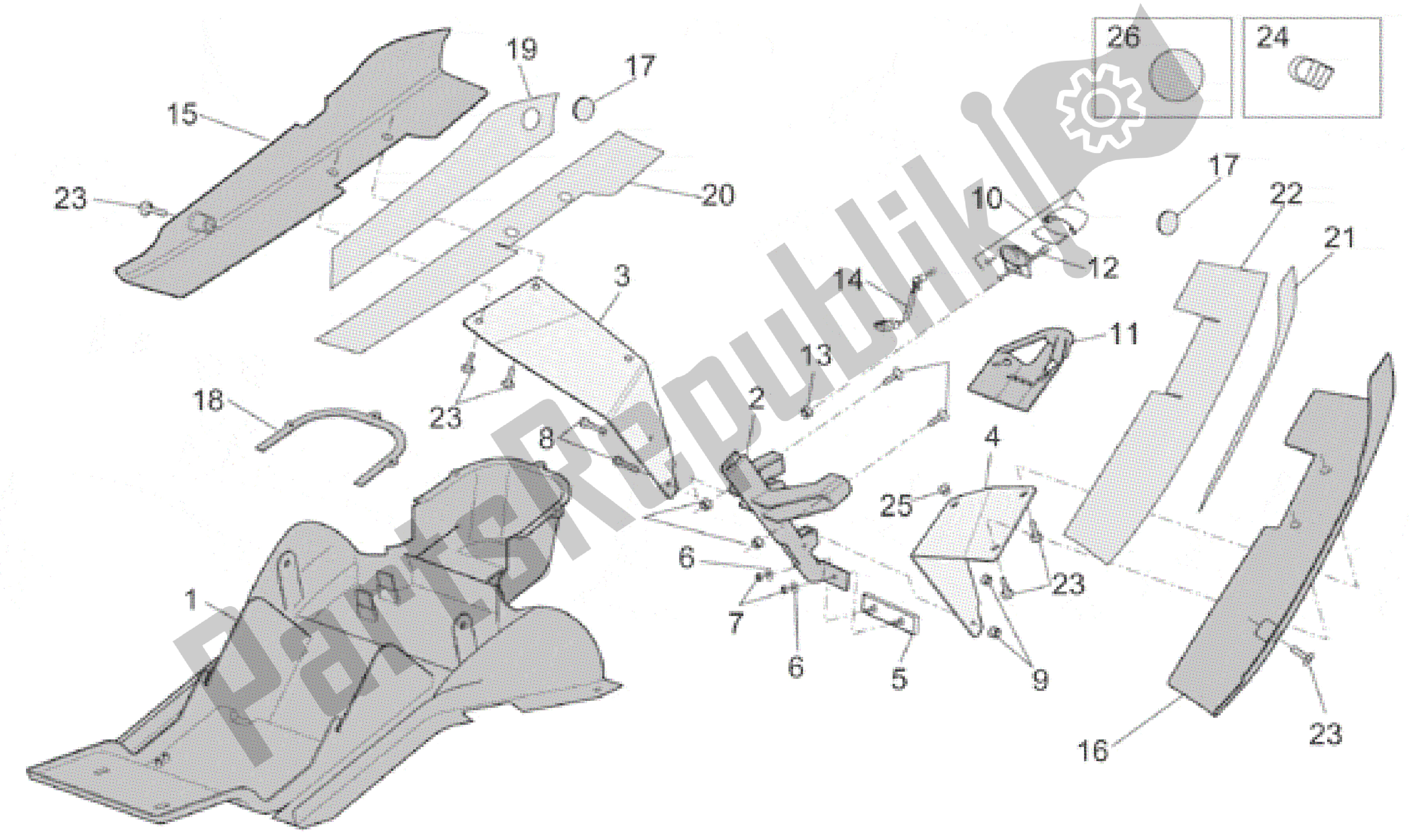 All parts for the Undersaddle of the Aprilia RST 1000 2001