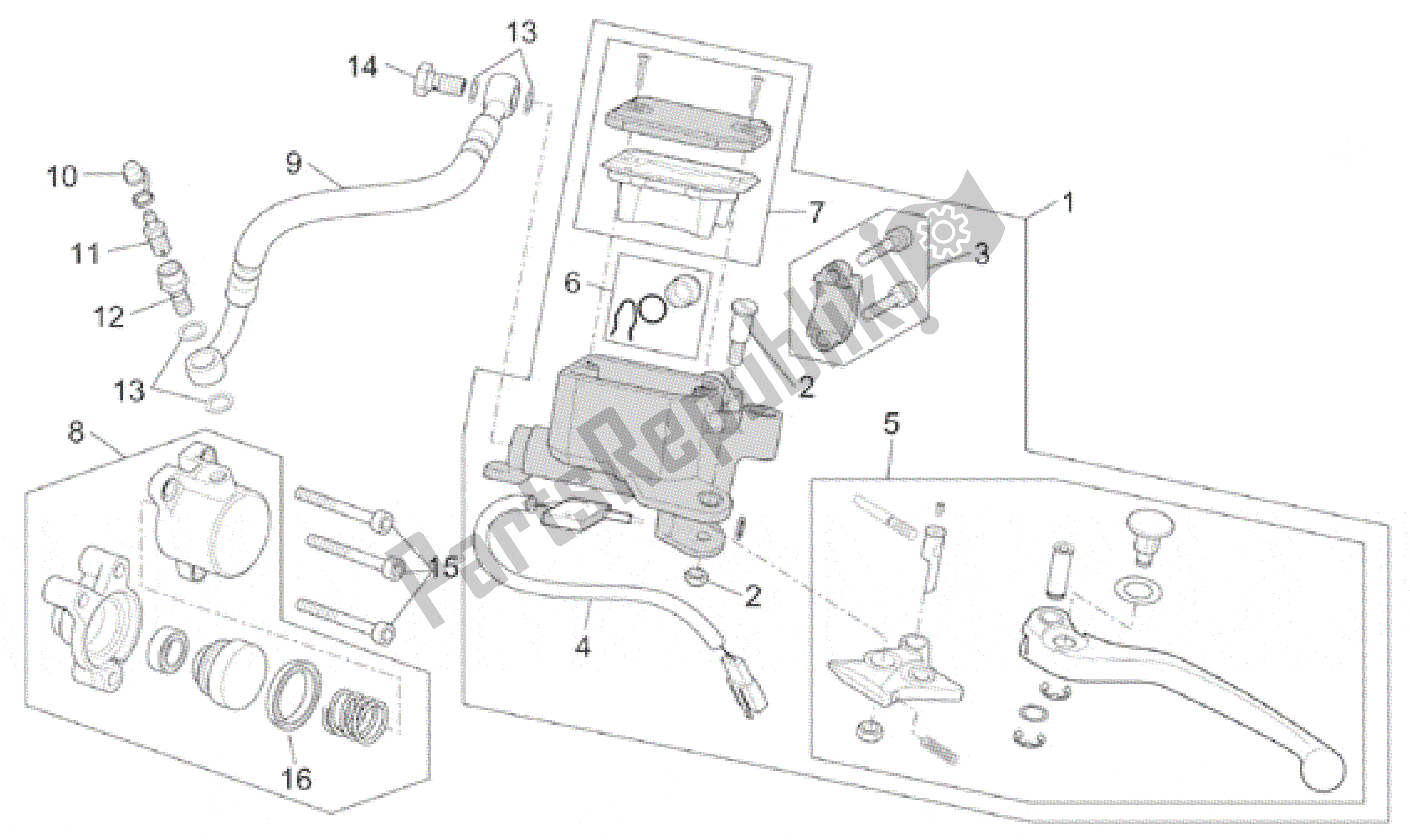 All parts for the Clutch Pump of the Aprilia RST 1000 2001