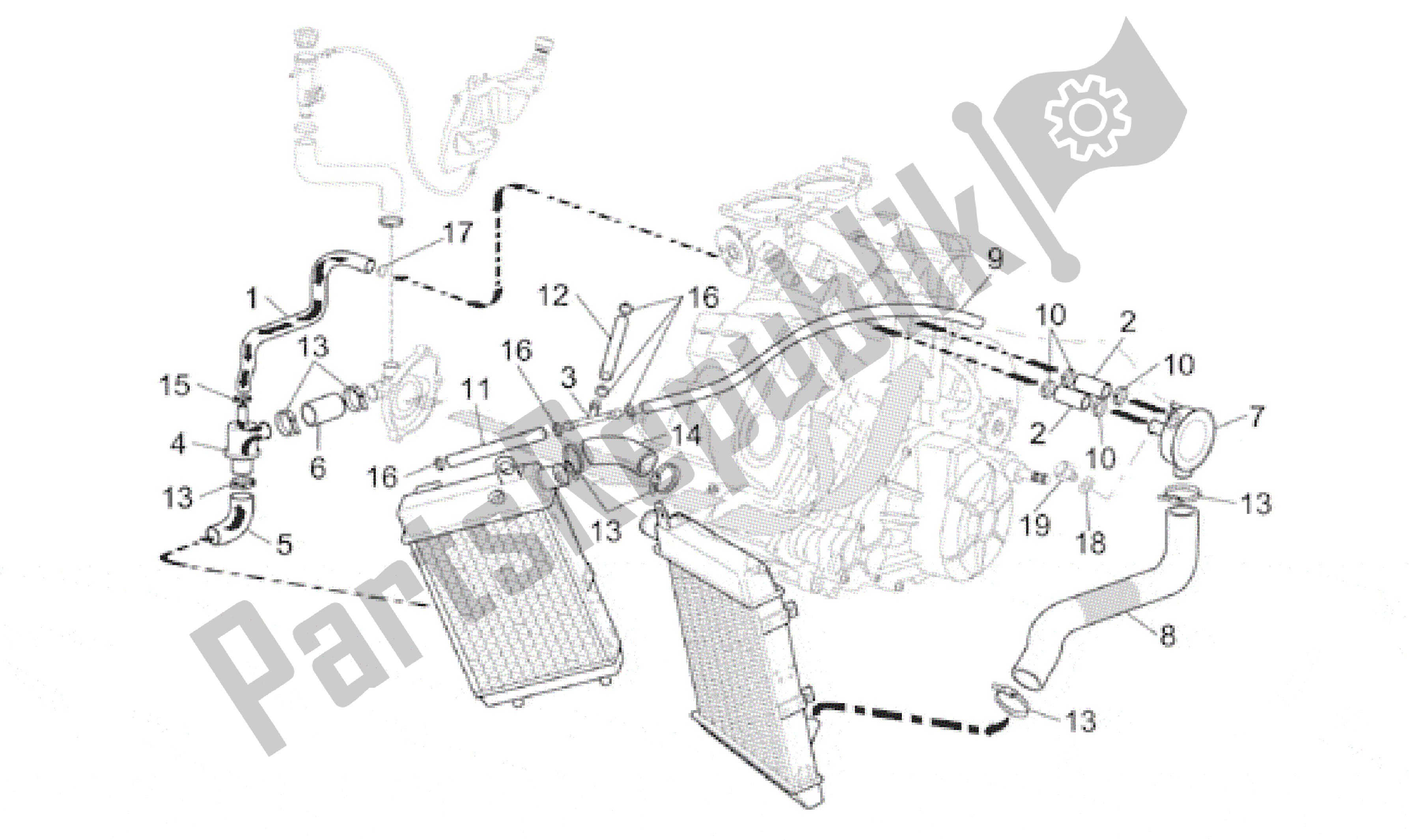 All parts for the Cooling System of the Aprilia RST 1000 2001