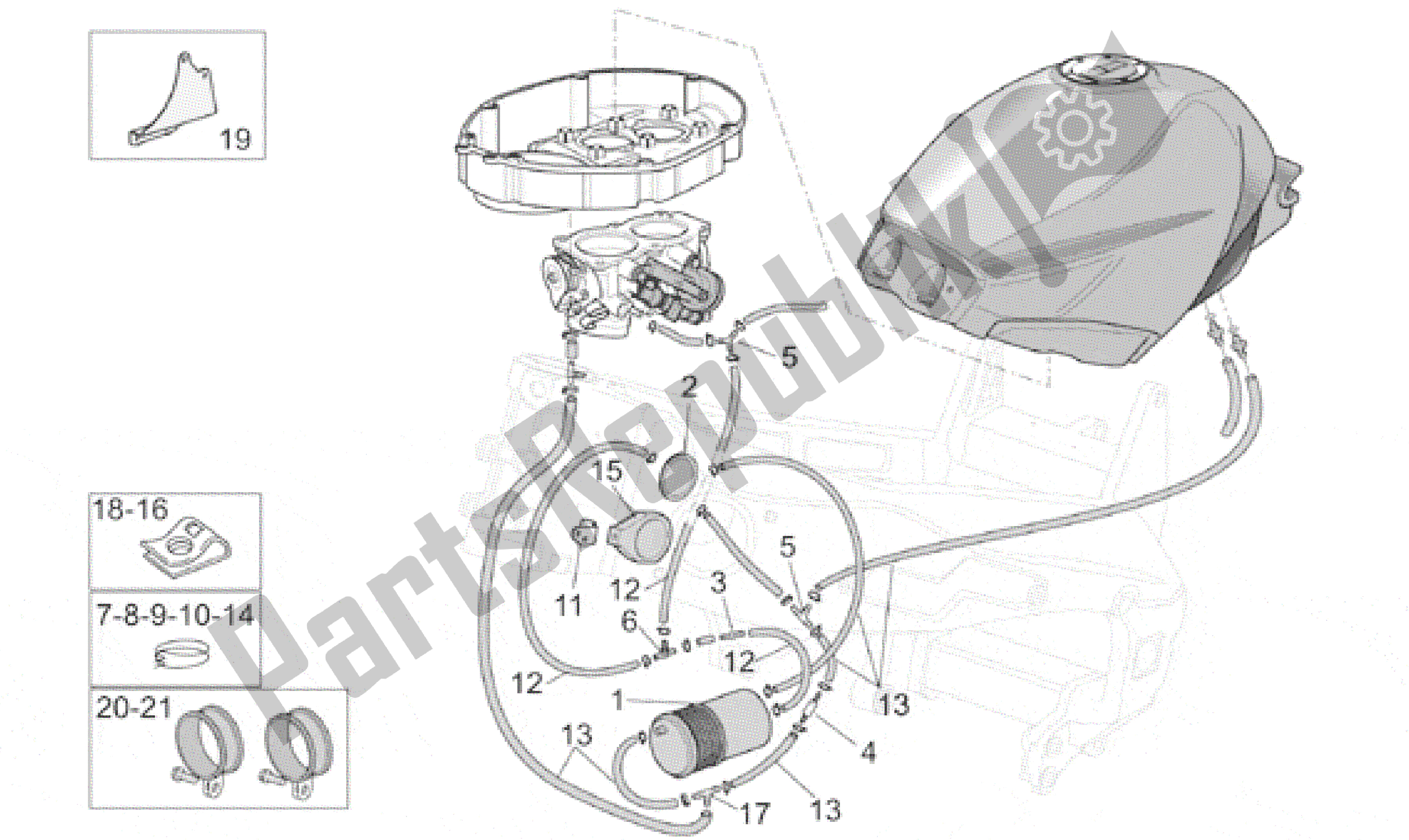 All parts for the Fuel Vapour Recover System of the Aprilia RST 1000 2001