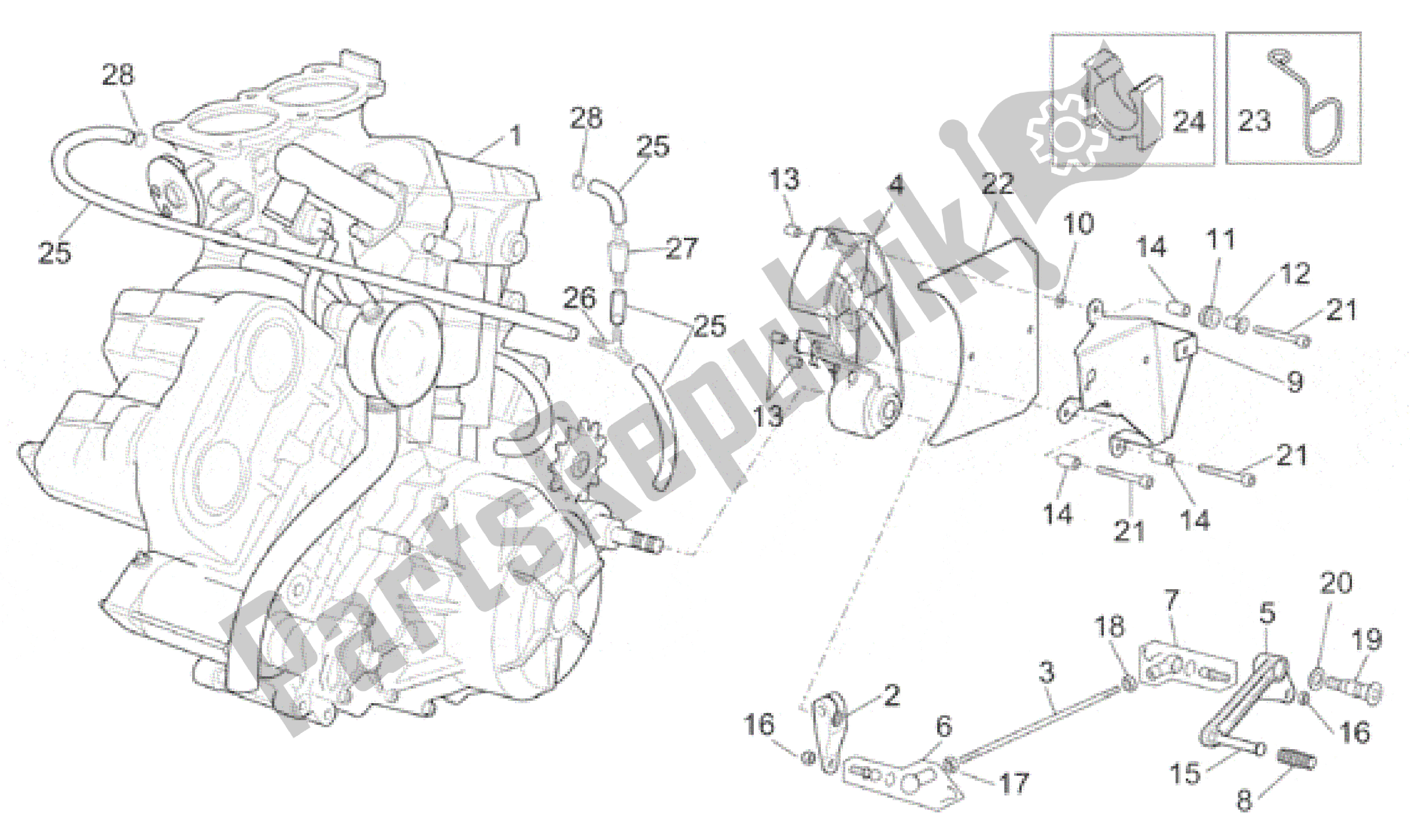 All parts for the Engine of the Aprilia RST 1000 2001