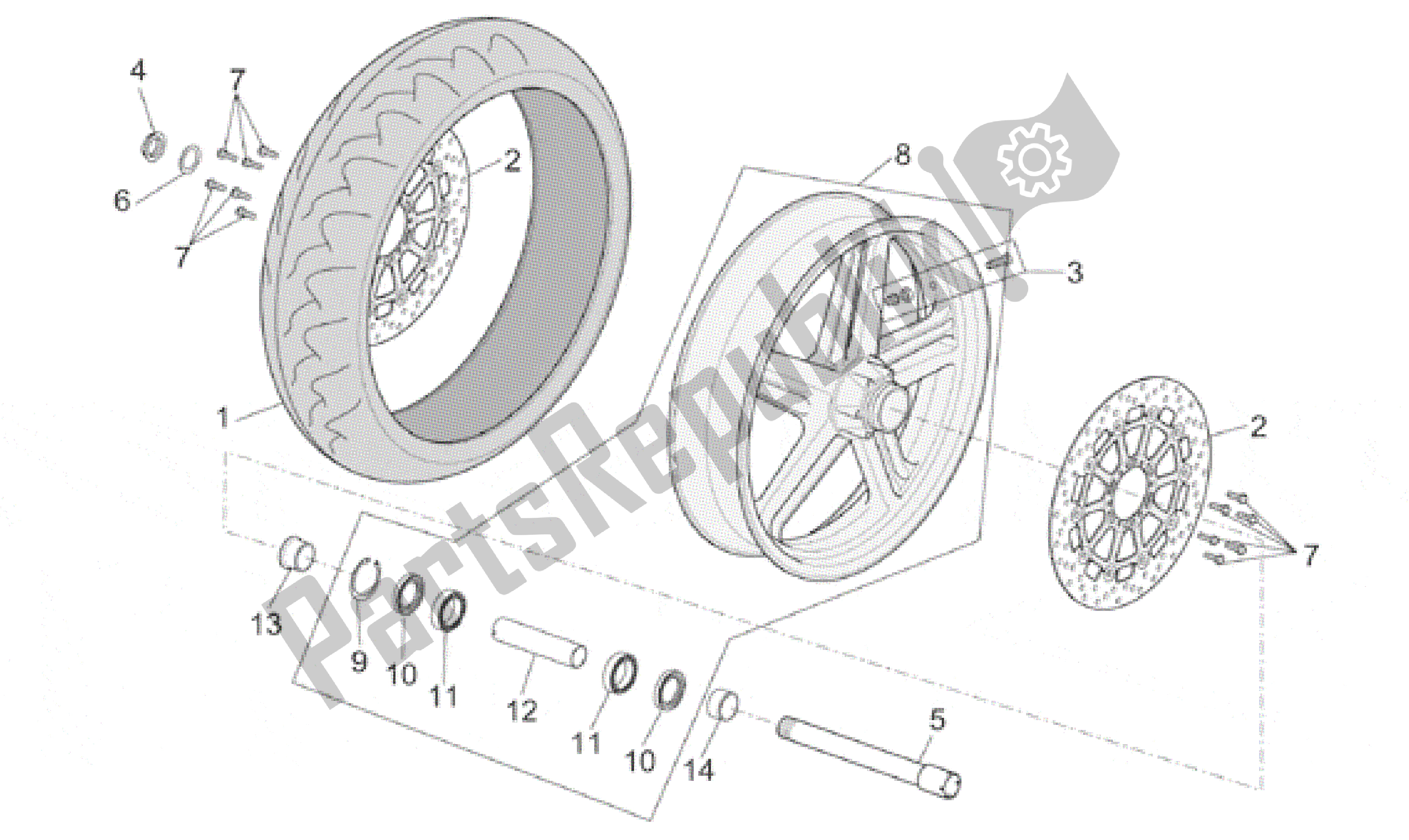 Wszystkie części do Przednie Ko? O Aprilia RST 1000 2001