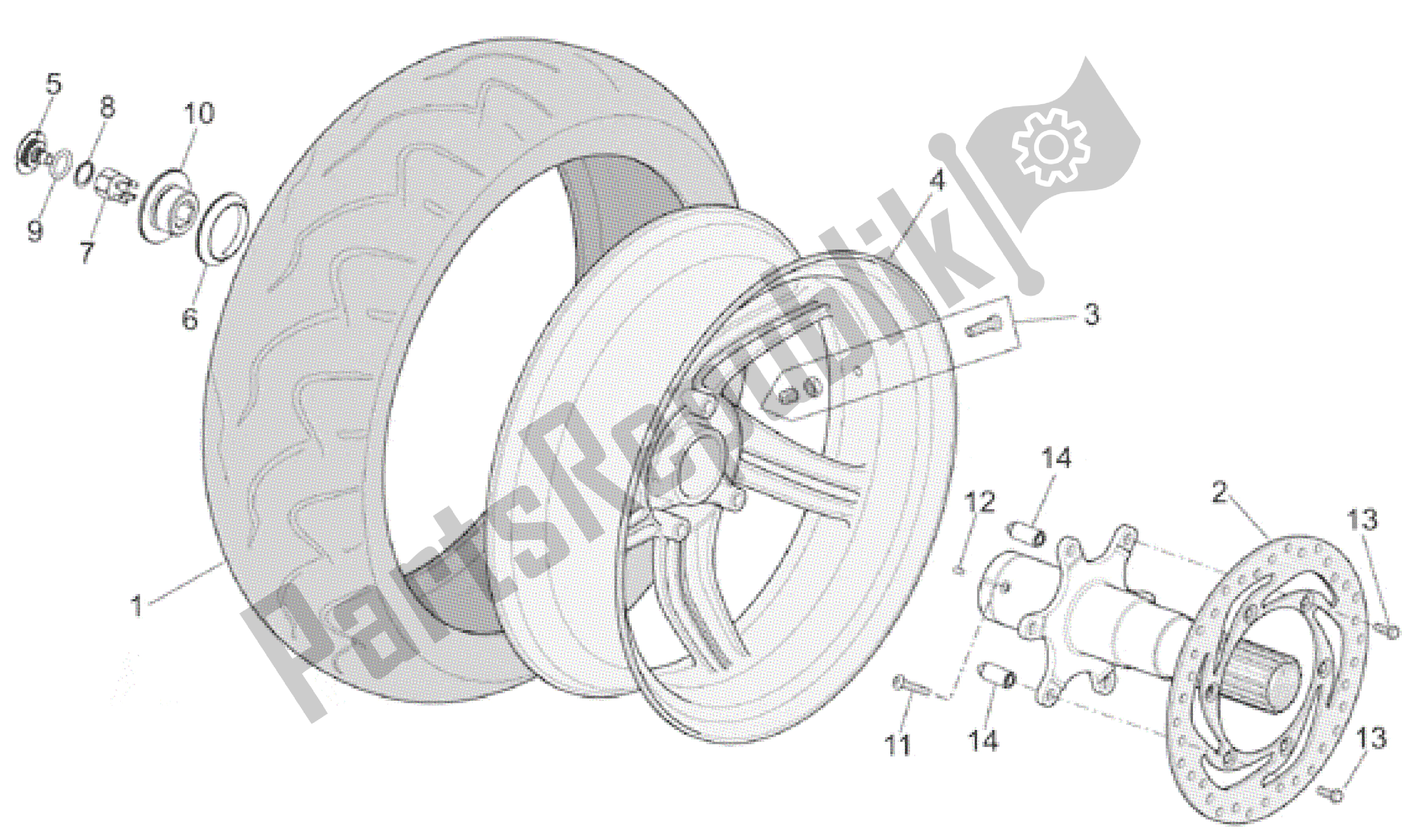 Todas las partes para Rueda Trasera I de Aprilia RST 1000 2001