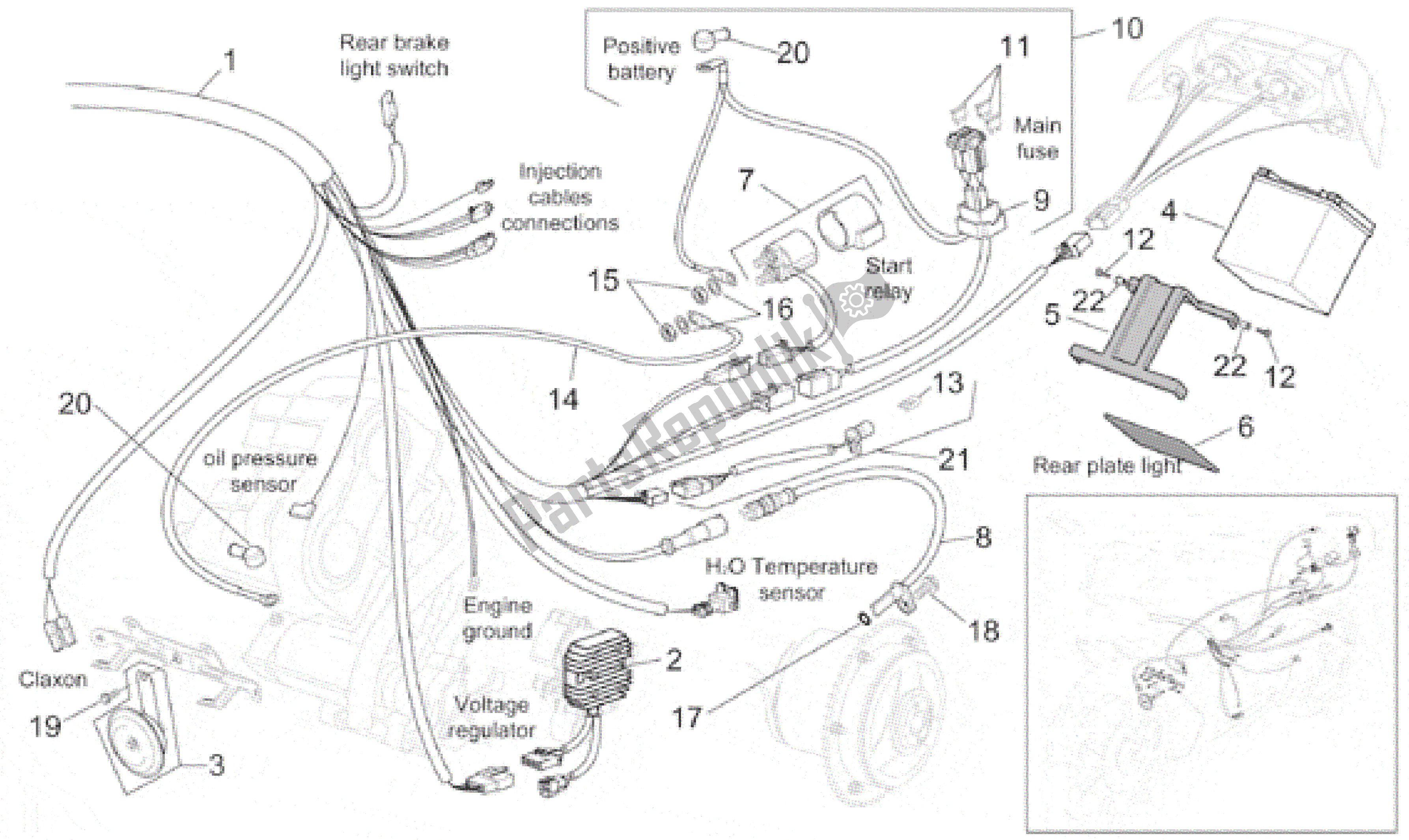 All parts for the Central Electrical System of the Aprilia RST 1000 2001