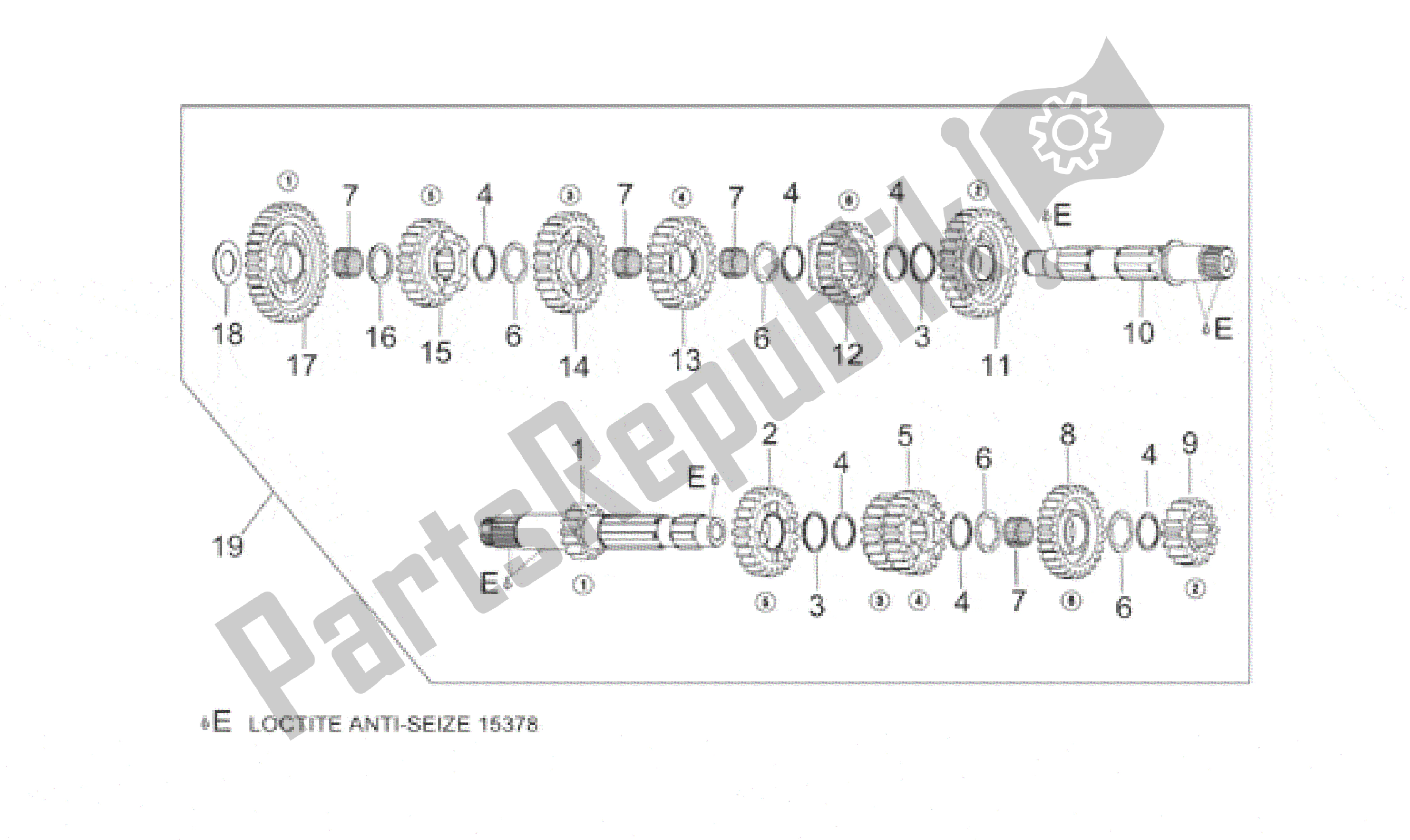 Alle onderdelen voor de Versnellingsbak van de Aprilia RST 1000 2001