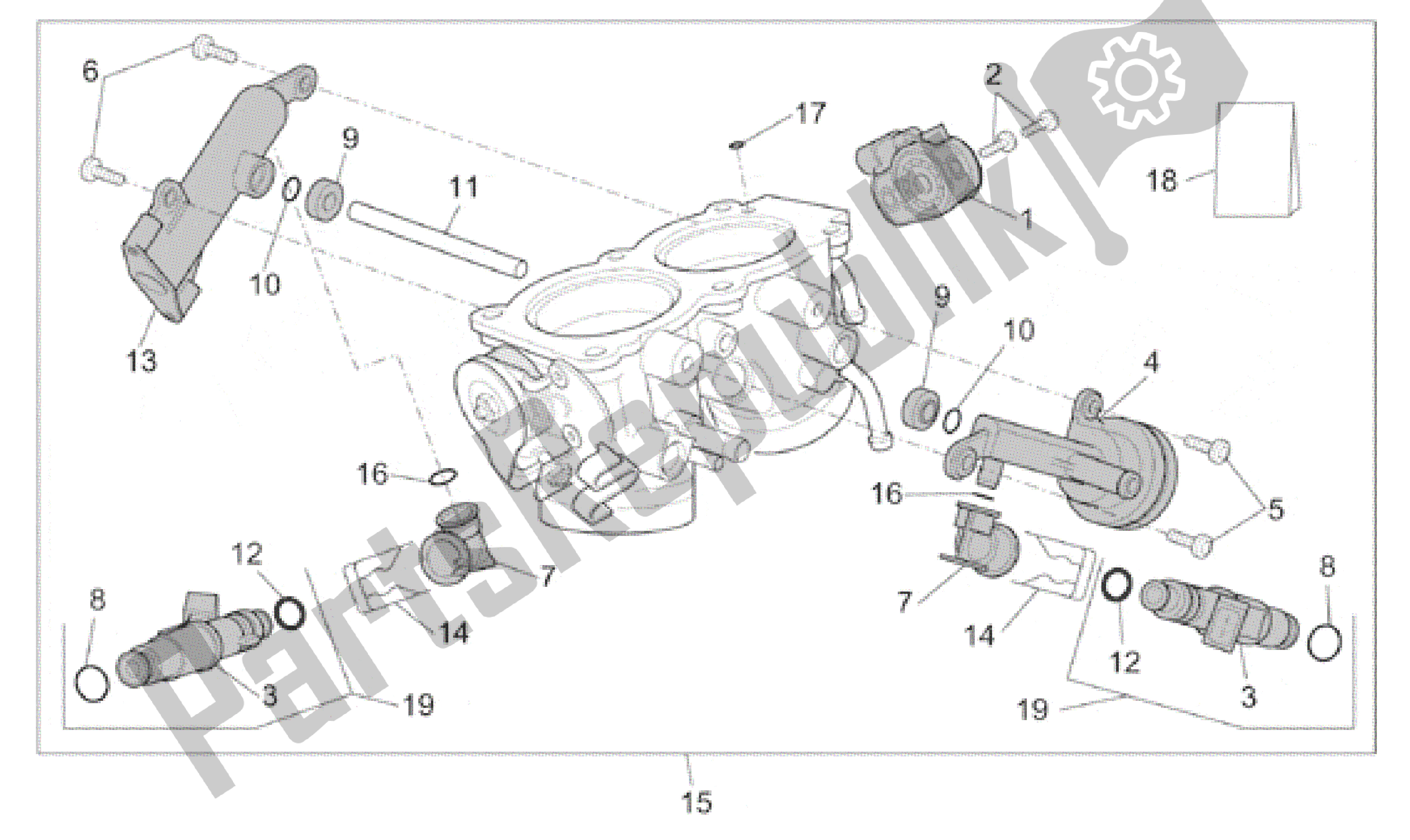All parts for the Throttle Body of the Aprilia RST 1000 2001
