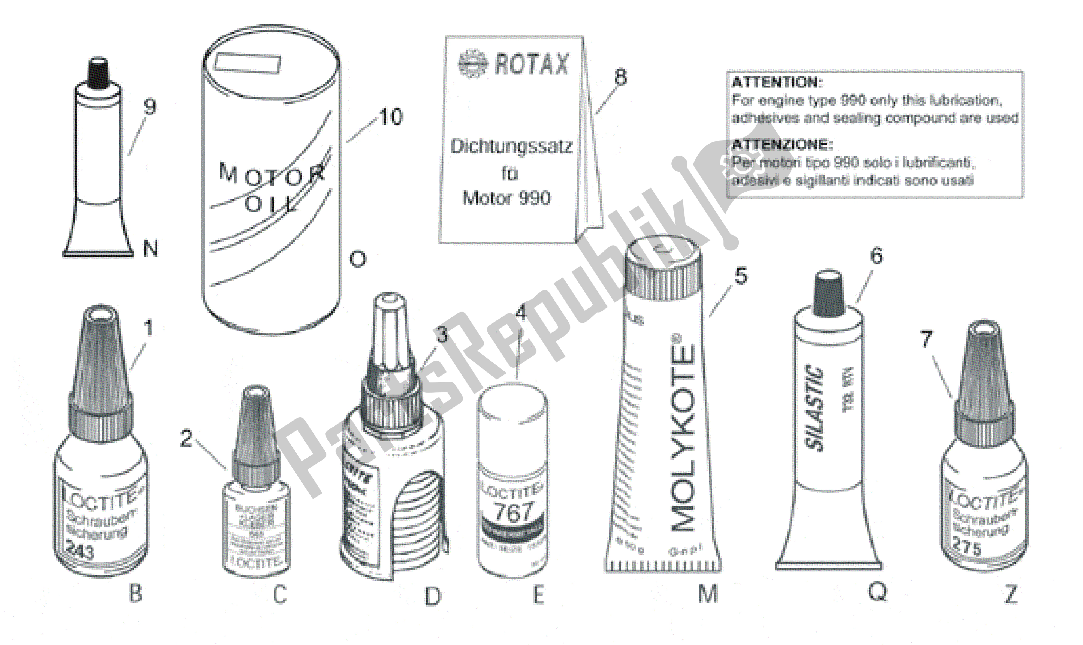 Todas las partes para Agentes De Sellado Y Lubricantes de Aprilia RST 1000 2001