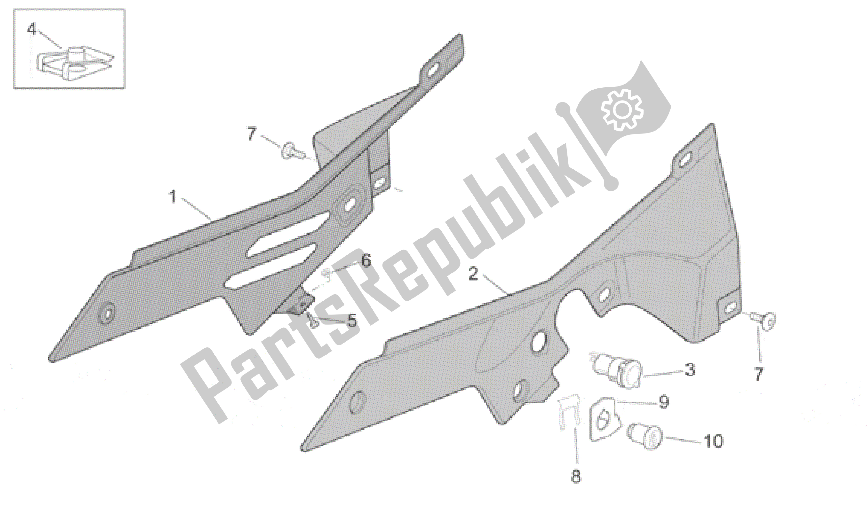 All parts for the Central Body of the Aprilia Caponord 1000 2001