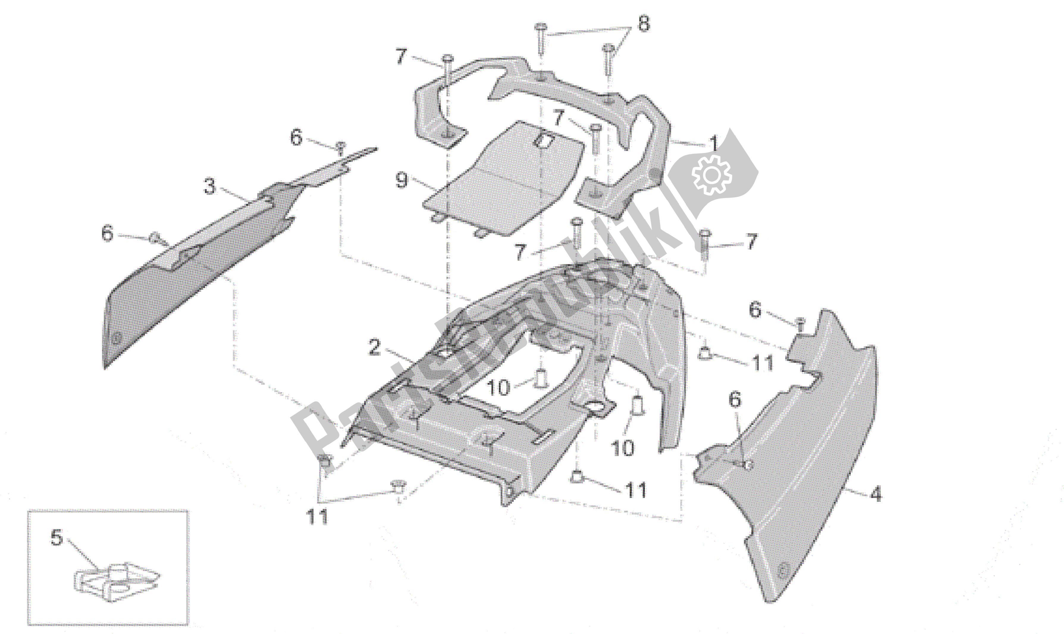 Alle Teile für das Hintere Karosserie des Aprilia Caponord 1000 2001