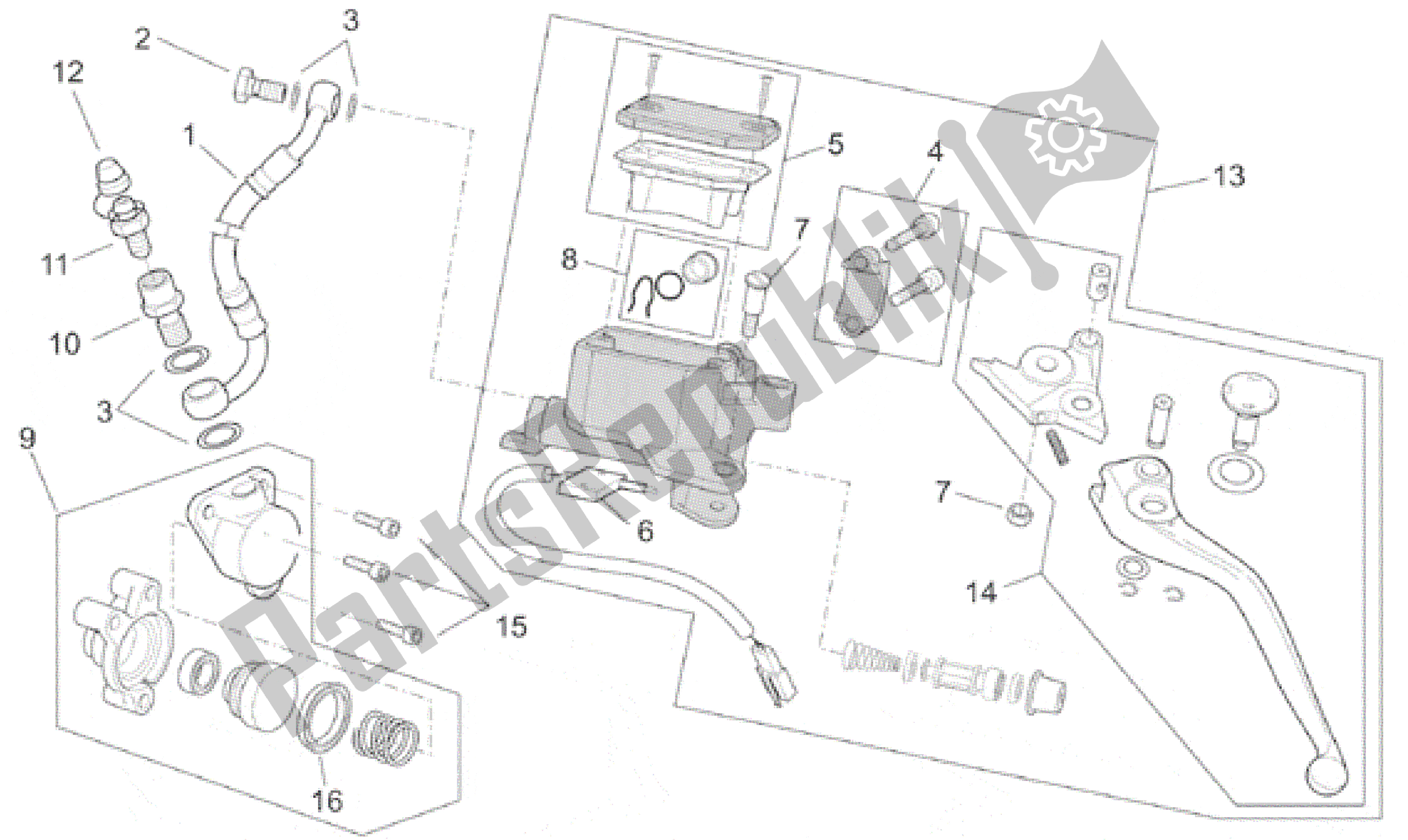 Tutte le parti per il Pompa Frizione del Aprilia Caponord 1000 2001