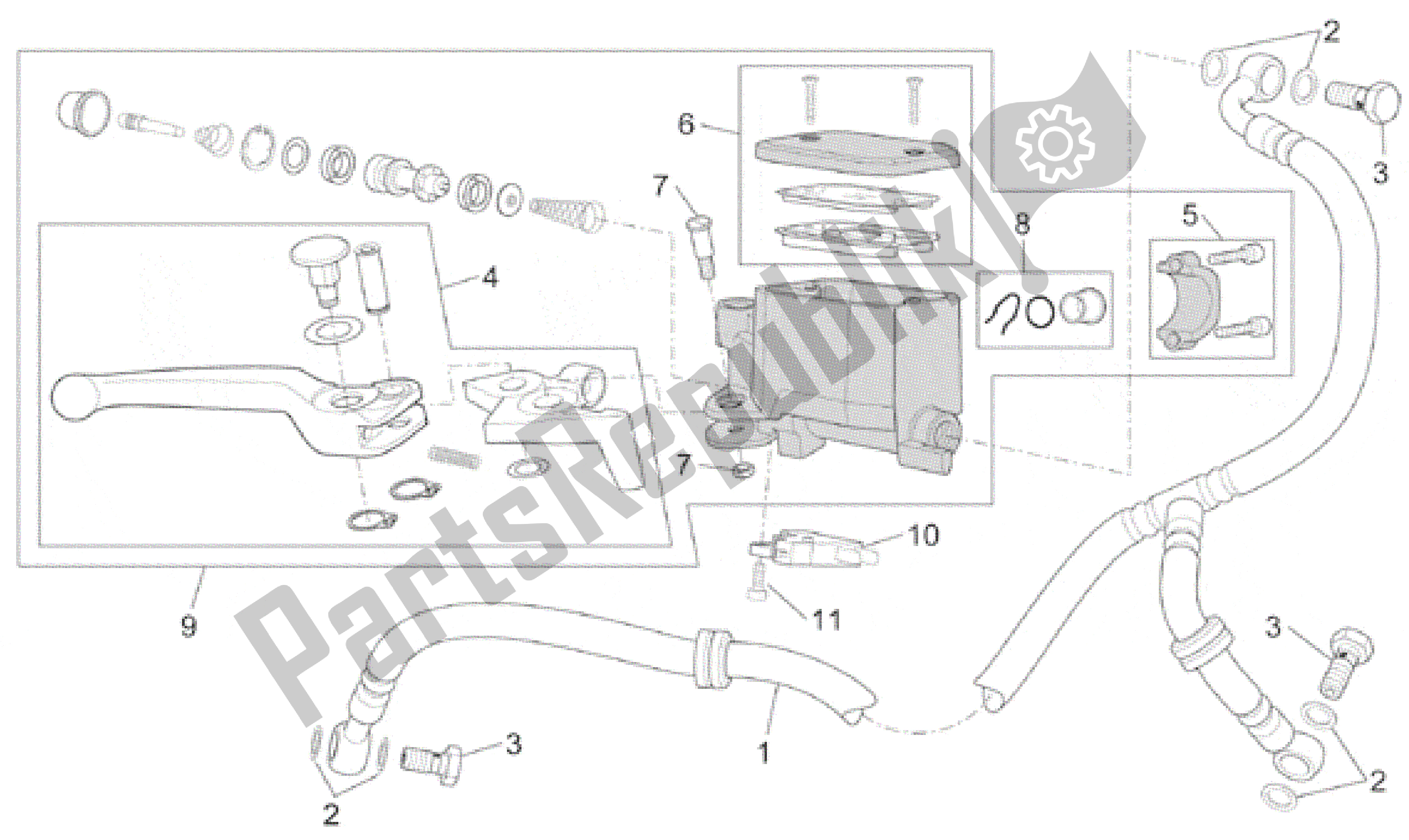 All parts for the Front Brake Pump of the Aprilia Caponord 1000 2001