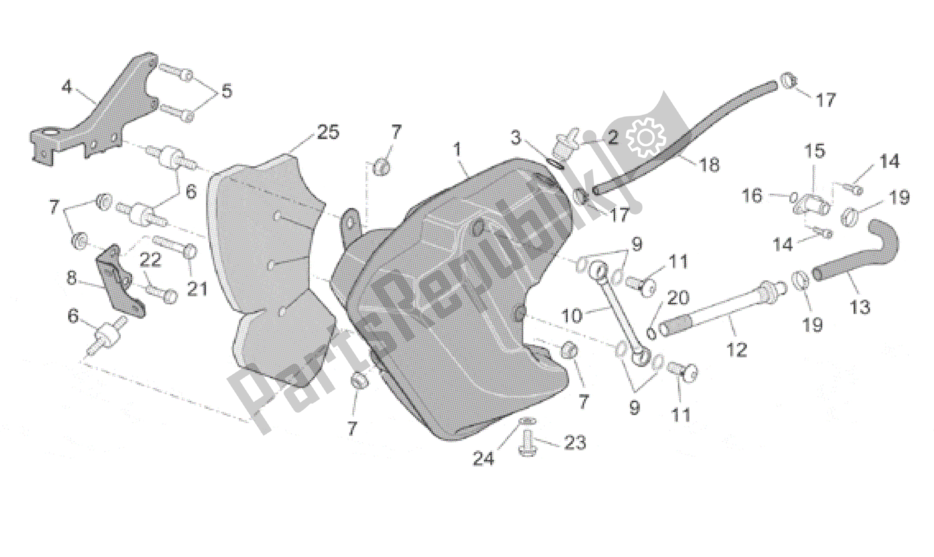 All parts for the Oil Tank of the Aprilia Caponord 1000 2001