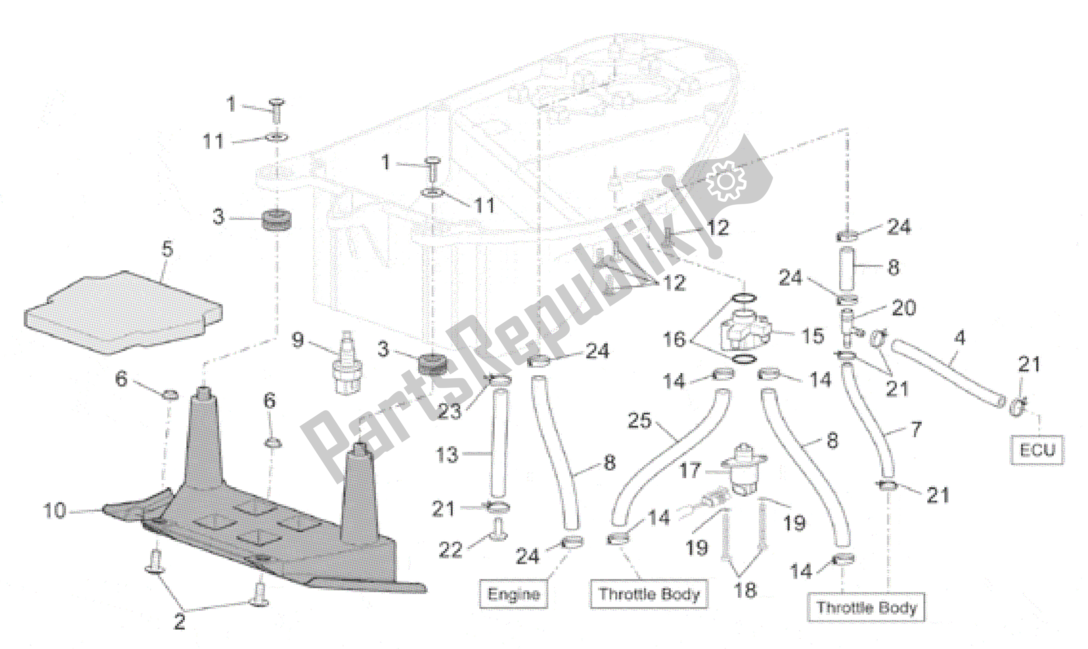 All parts for the Air Box Ii of the Aprilia Caponord 1000 2001