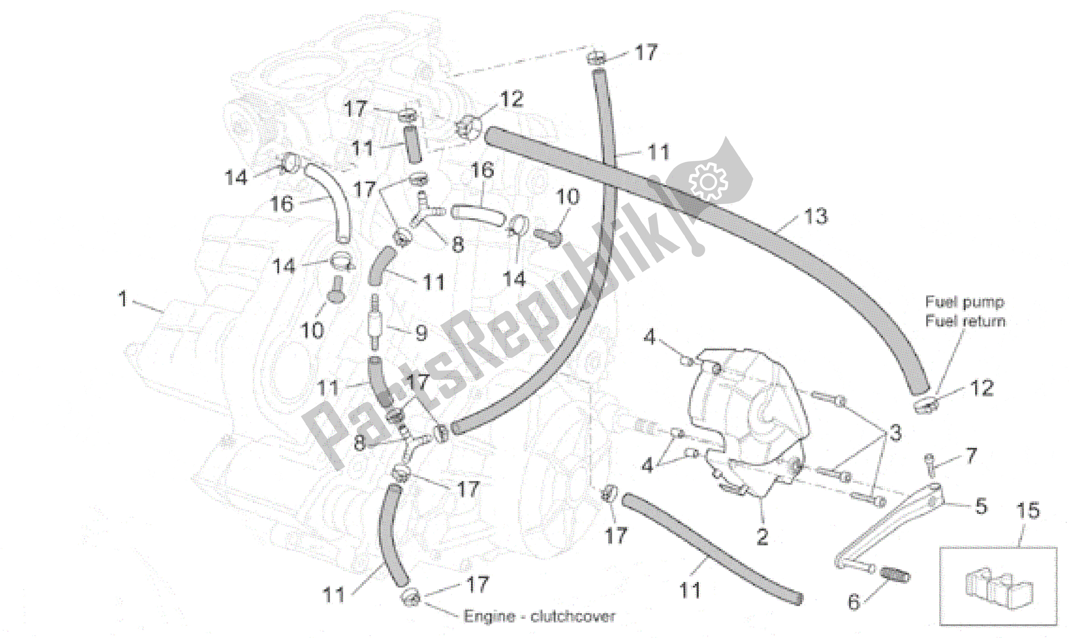 All parts for the Engine of the Aprilia Caponord 1000 2001