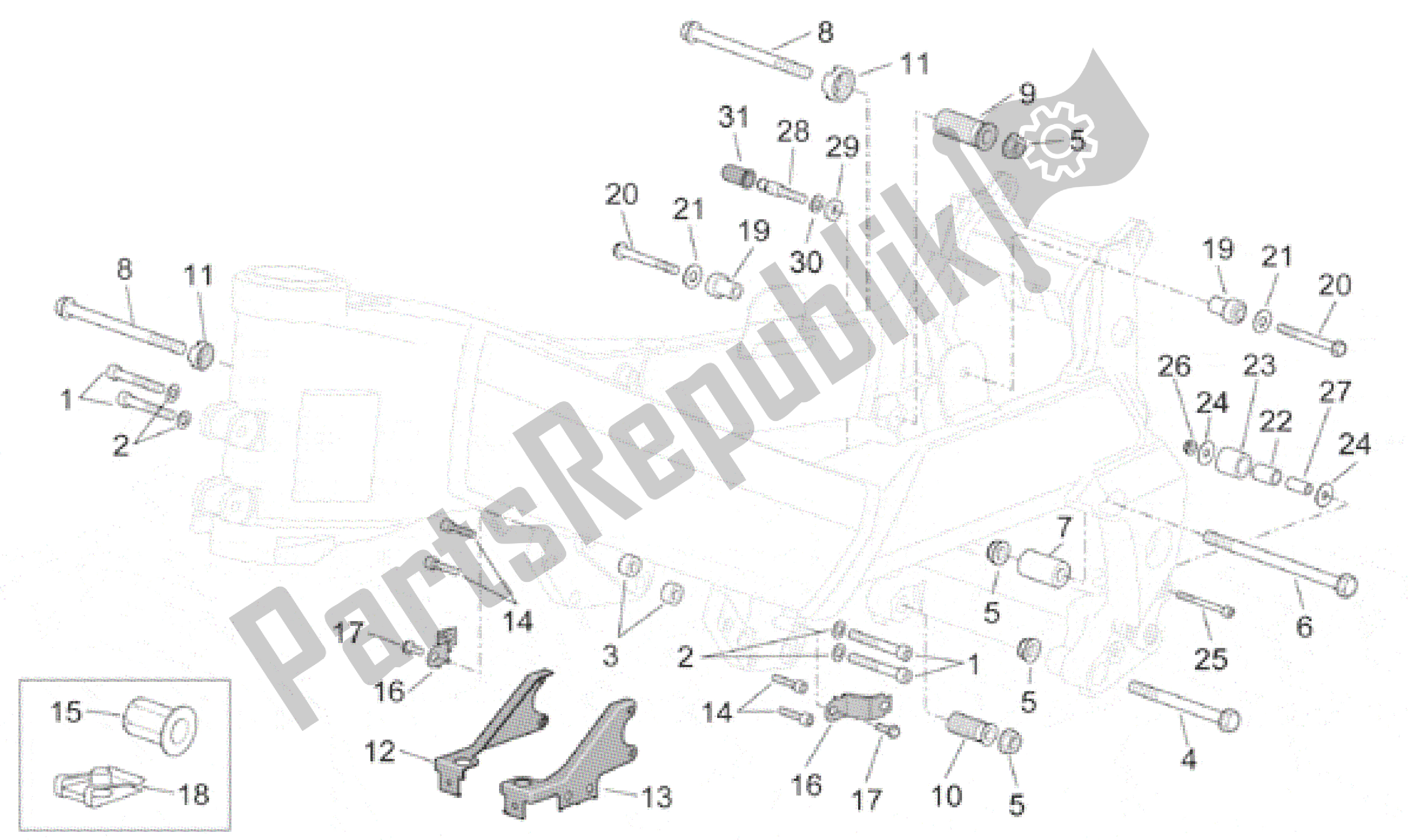 All parts for the Frame Ii of the Aprilia Caponord 1000 2001