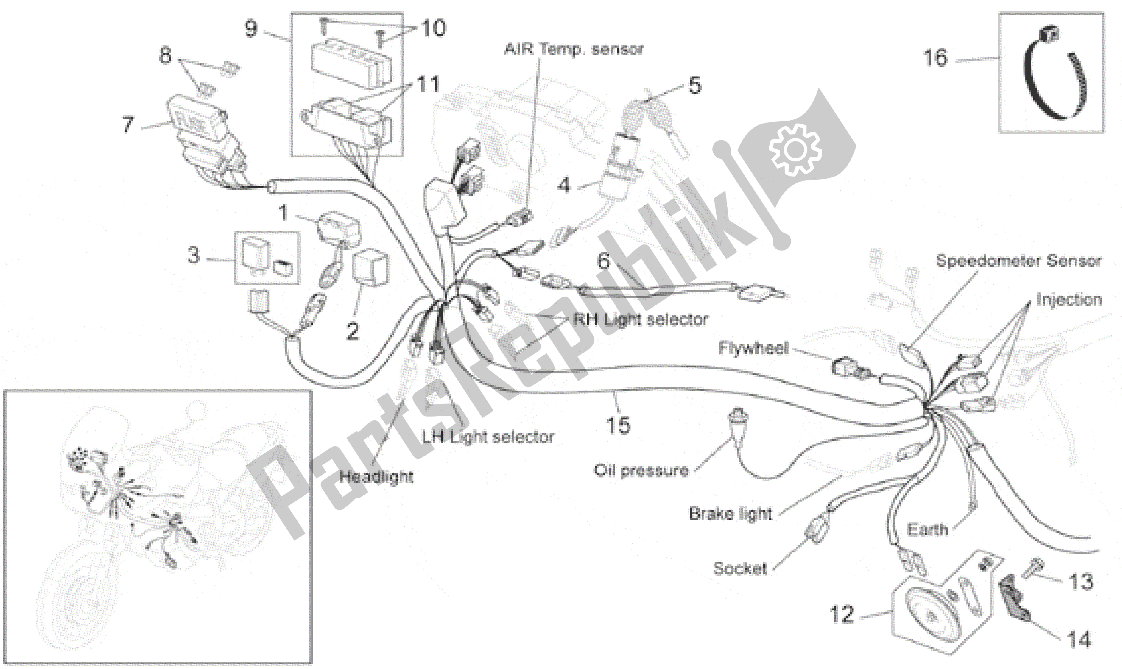 All parts for the Electrical System I of the Aprilia Caponord 1000 2001