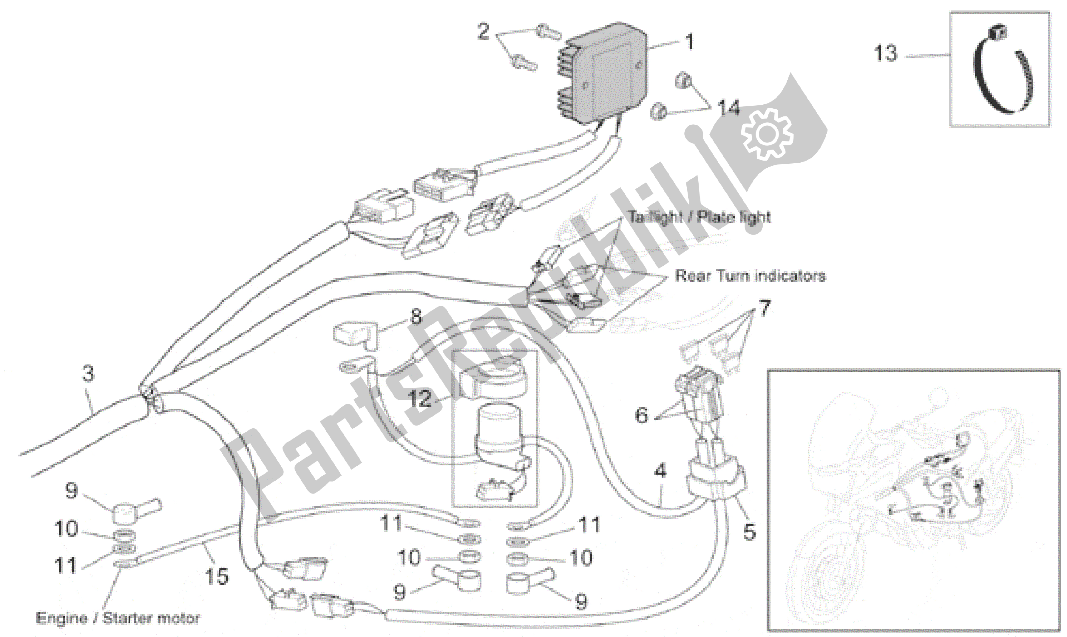 All parts for the Electrical System Ii of the Aprilia Caponord 1000 2001