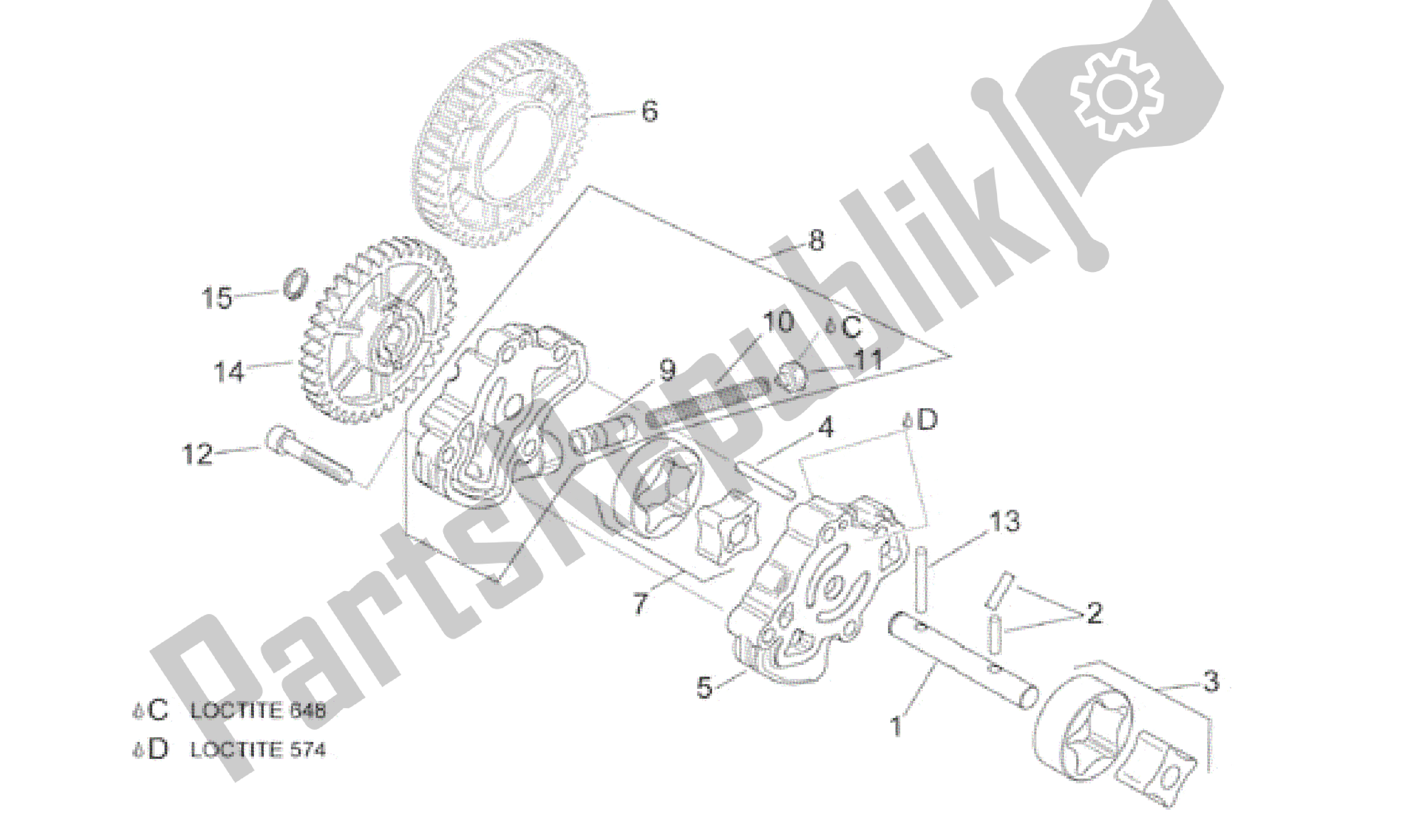 All parts for the Oil Pump of the Aprilia Caponord 1000 2001