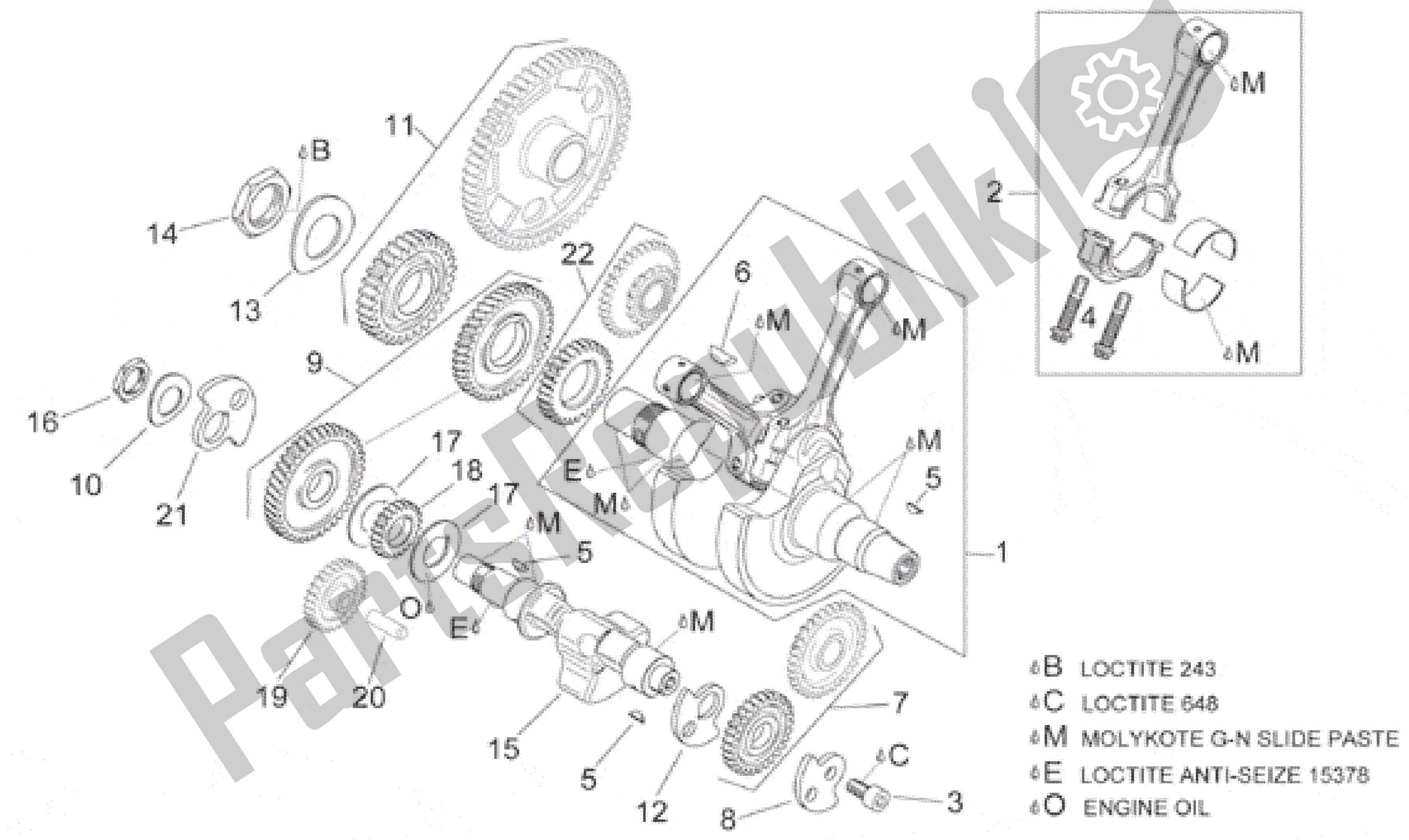 Todas as partes de Virabrequim I do Aprilia Caponord 1000 2001