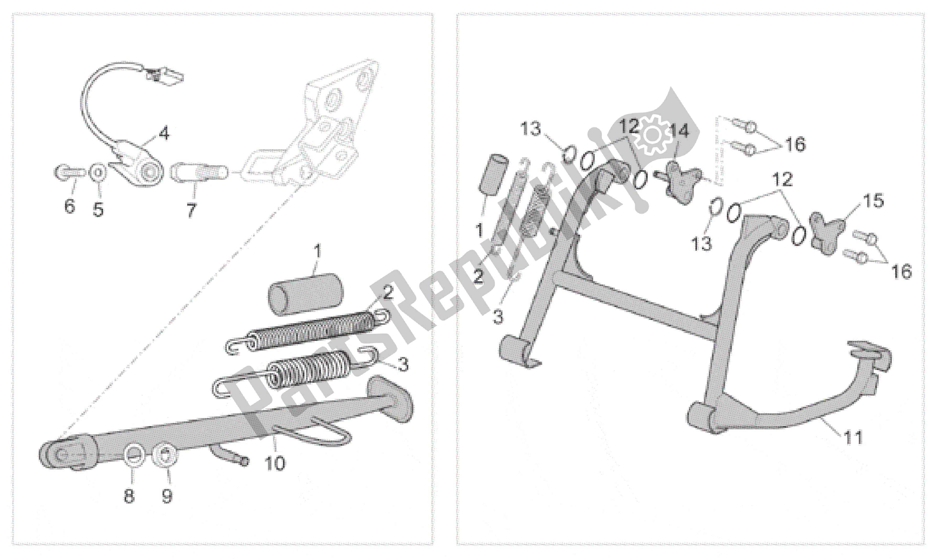 Todas las partes para Soporte Central de Aprilia Caponord 1000 2001