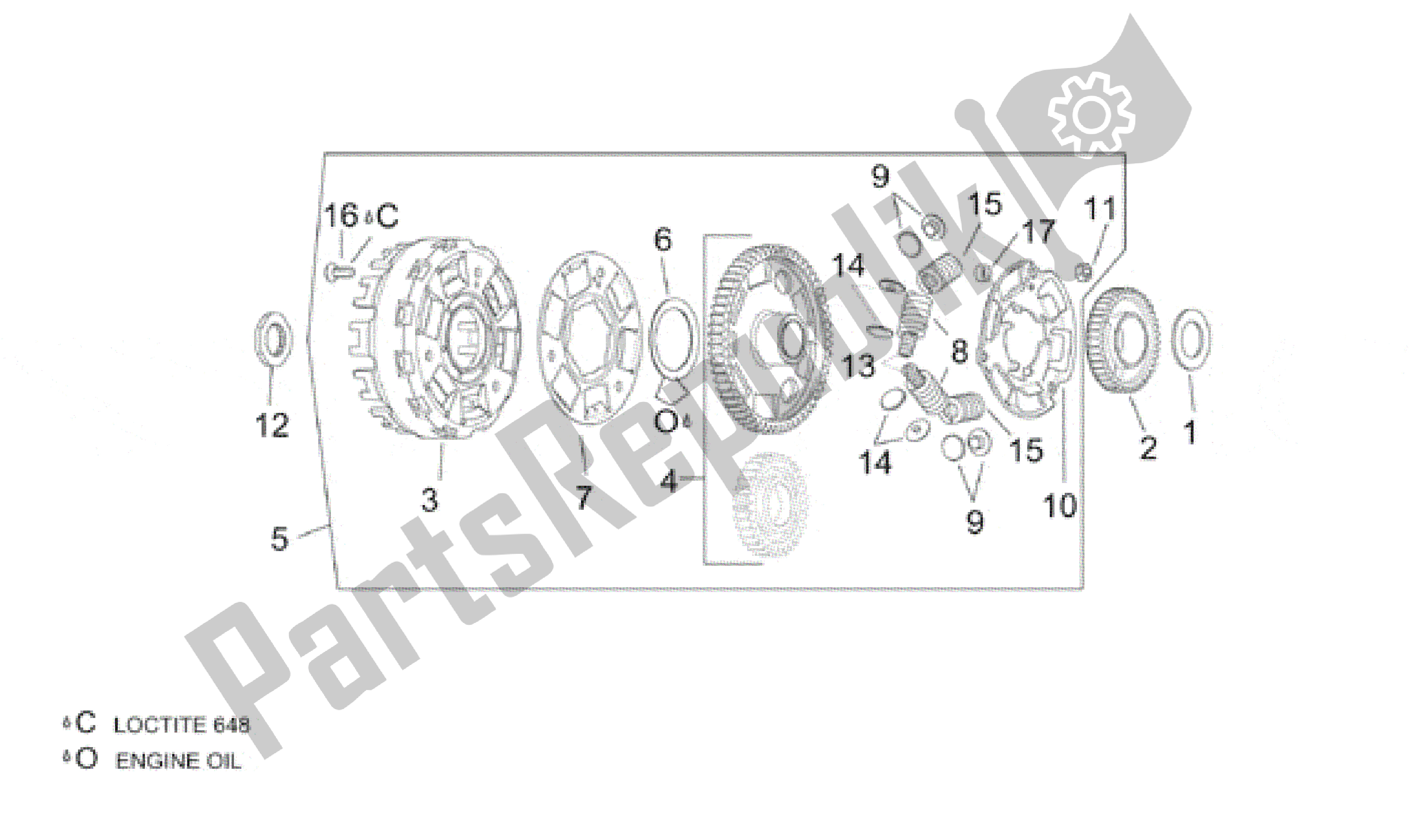 Toutes les pièces pour le Embrayage Ii du Aprilia Caponord 1000 2001