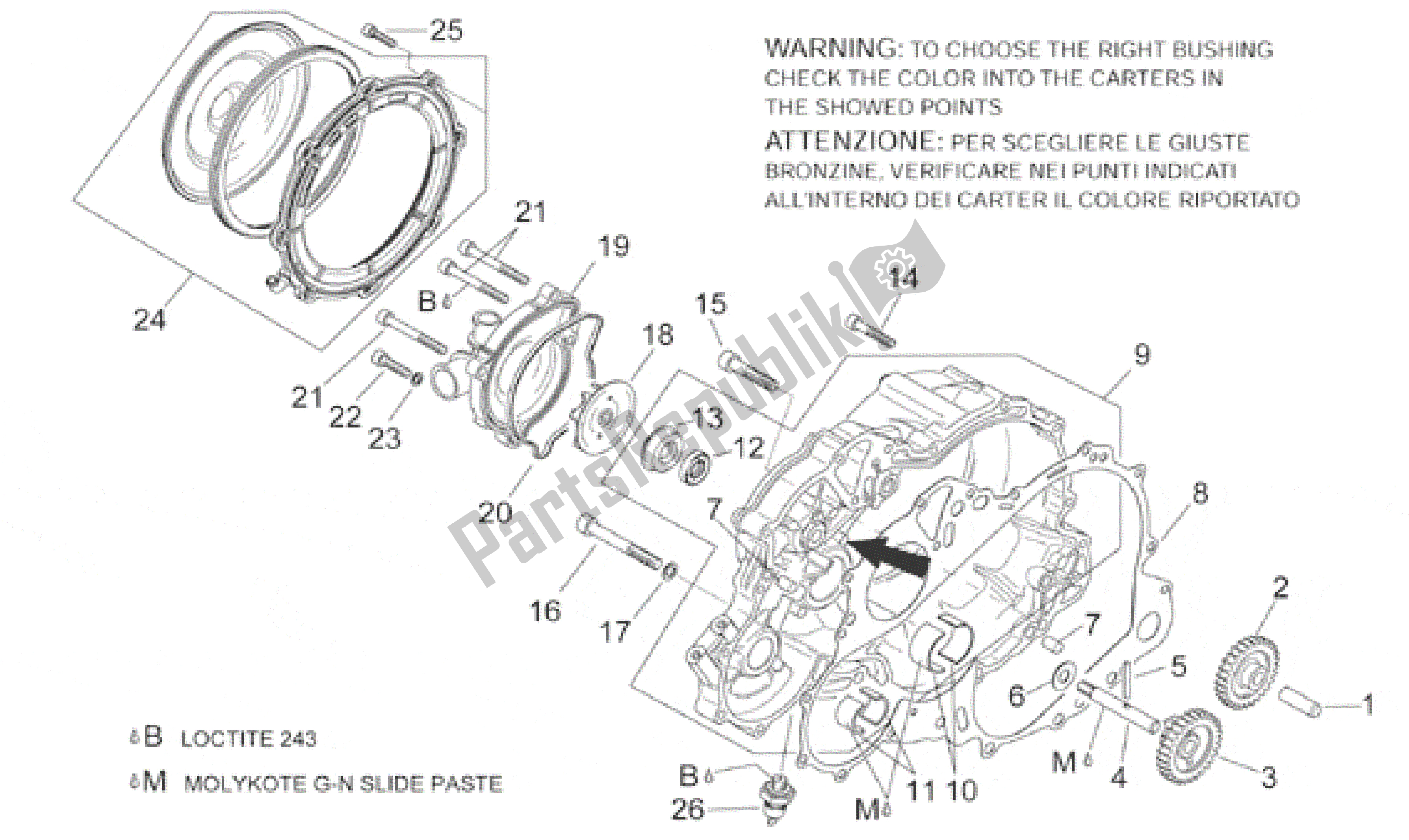 Alle Teile für das Wasserpumpe des Aprilia Caponord 1000 2001