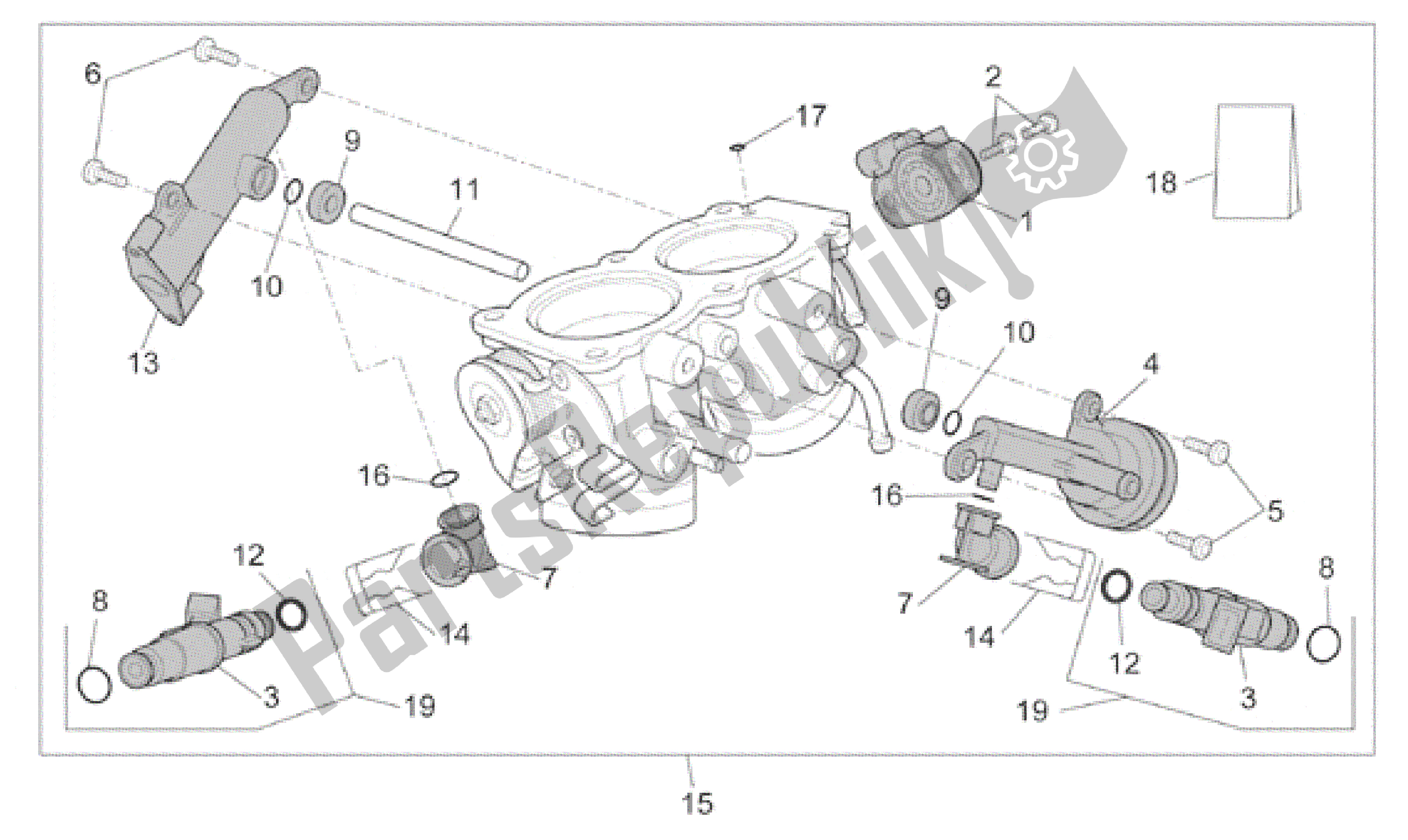 All parts for the Throttle Body of the Aprilia Caponord 1000 2001