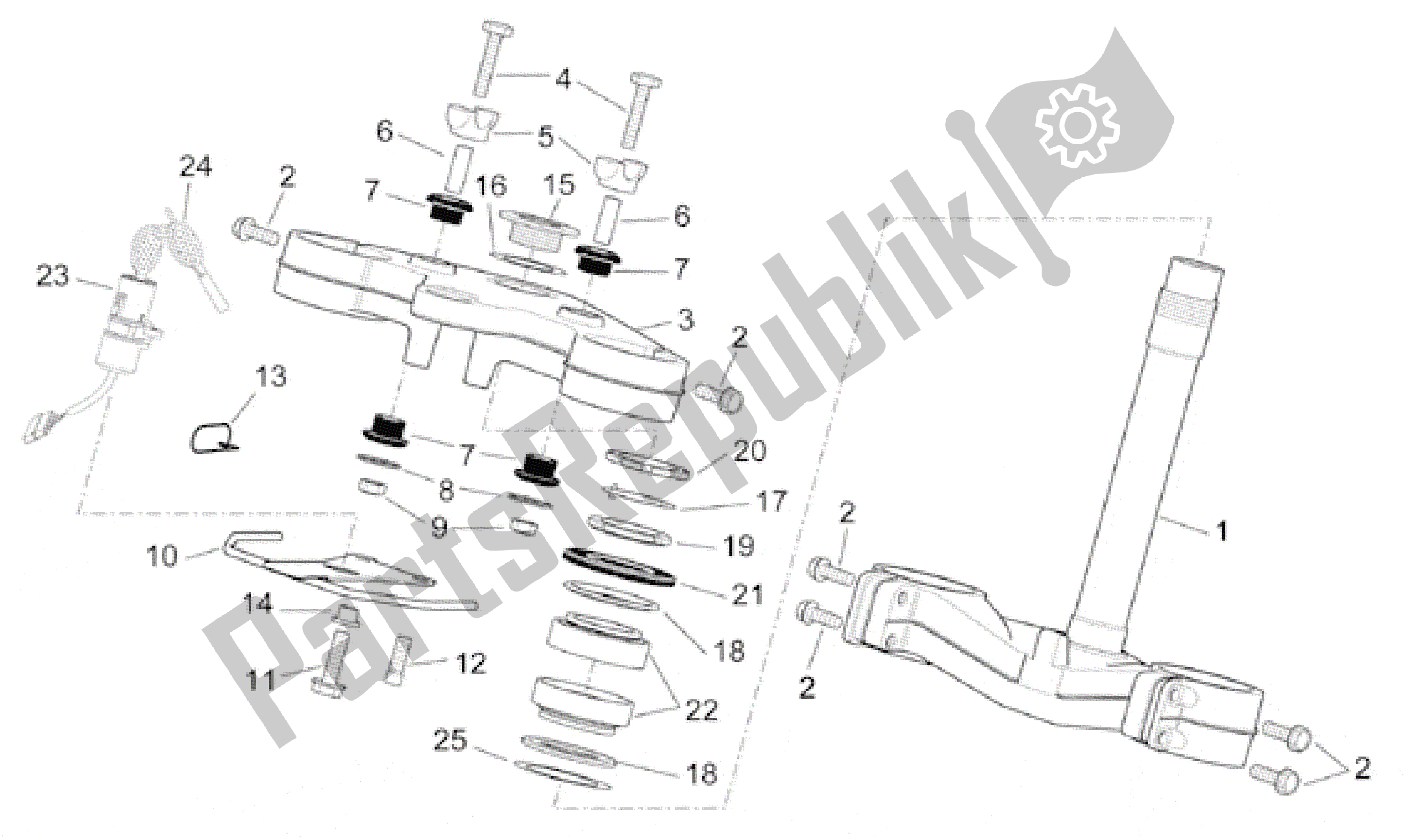 Tutte le parti per il Timone del Aprilia Caponord 1000 2001