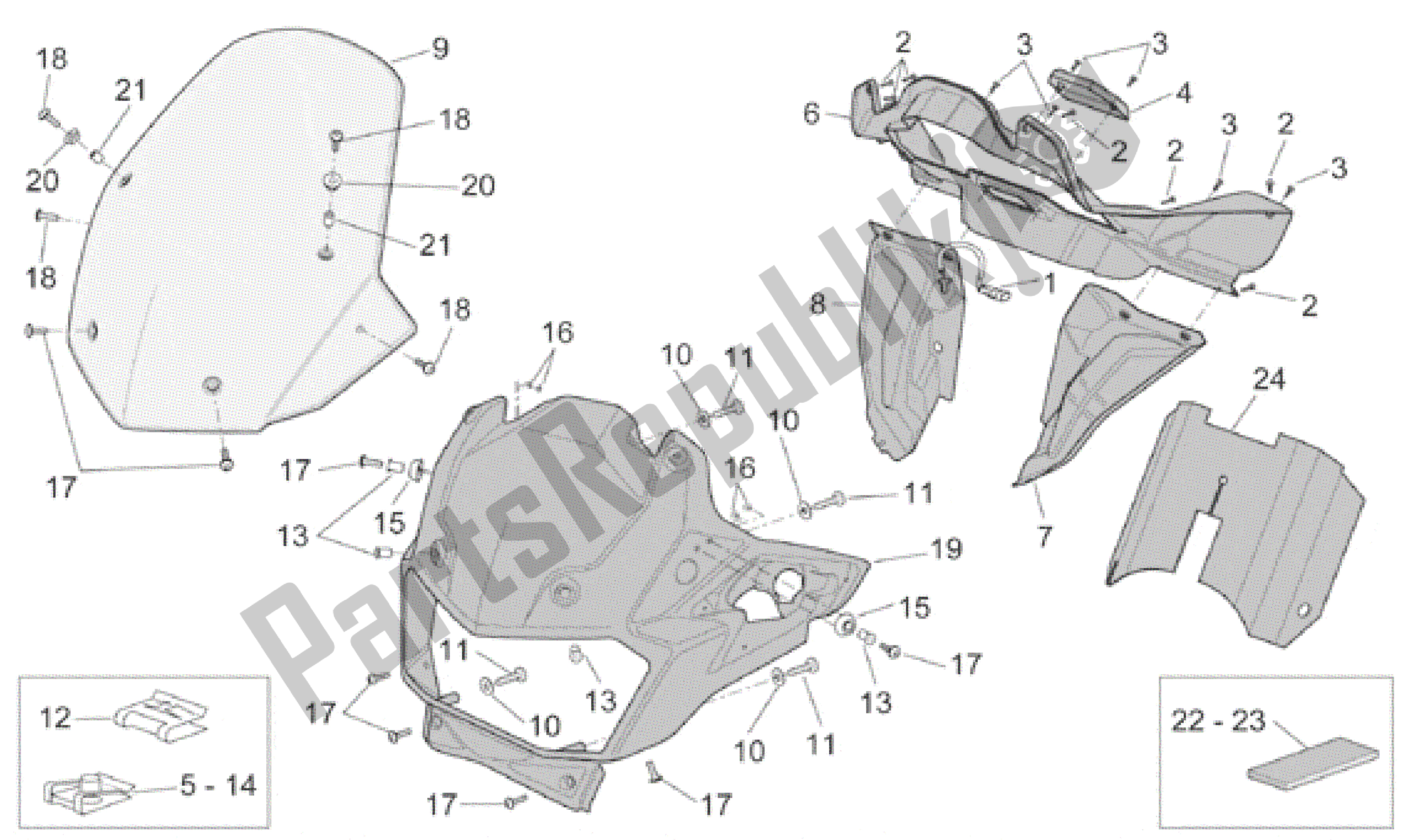 Alle Teile für das Vorderkörper I des Aprilia Caponord 1000 2001