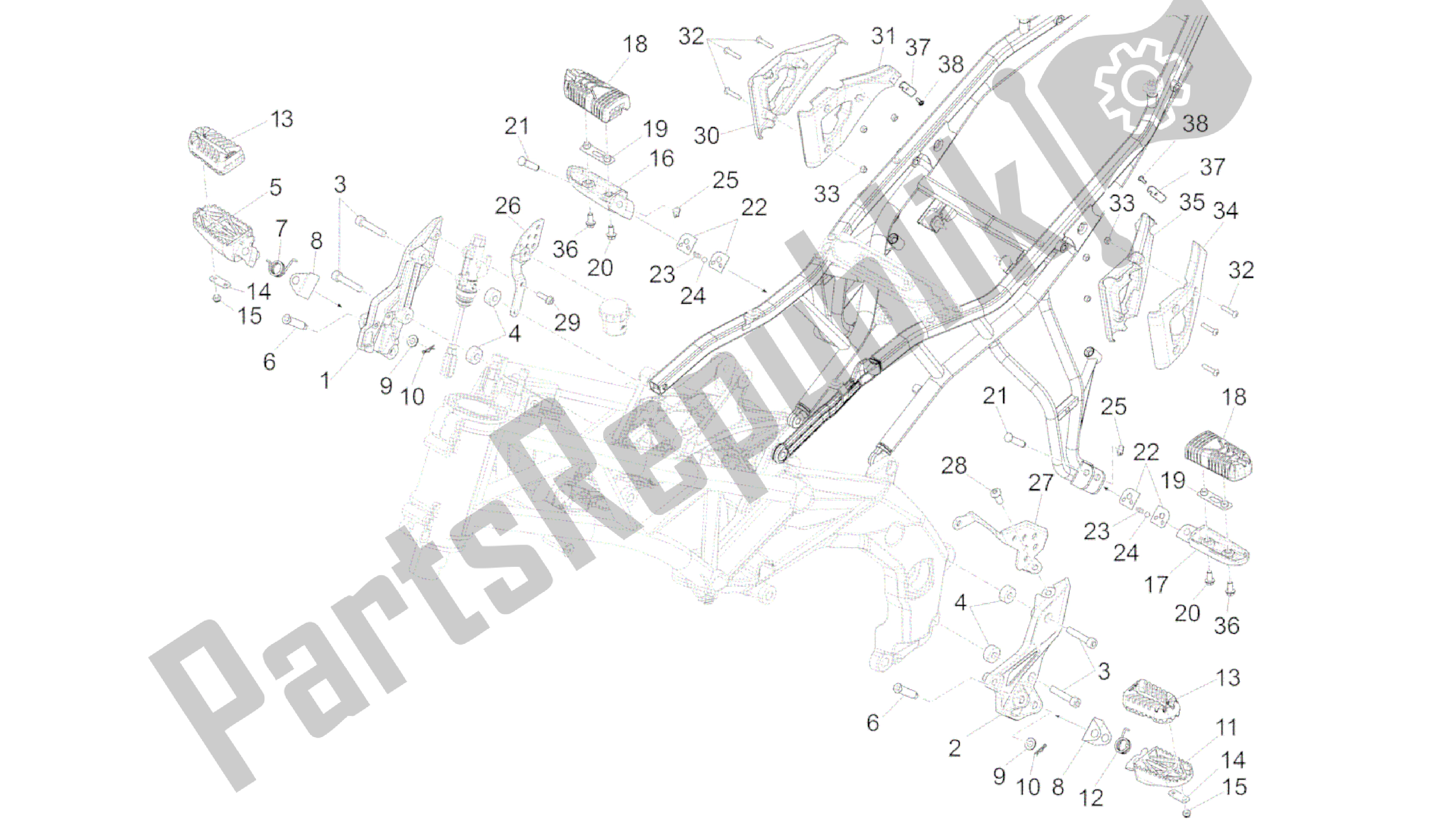 All parts for the Foot Rests of the Aprilia Caponord 1200 2013 - 2015