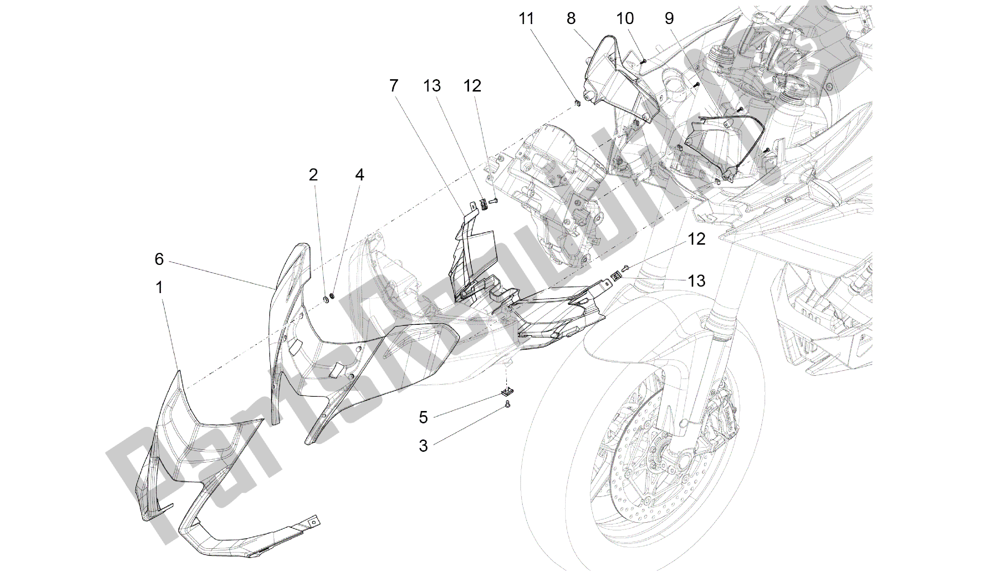 Alle onderdelen voor de Kuip van de Aprilia Caponord 1200 2013 - 2015