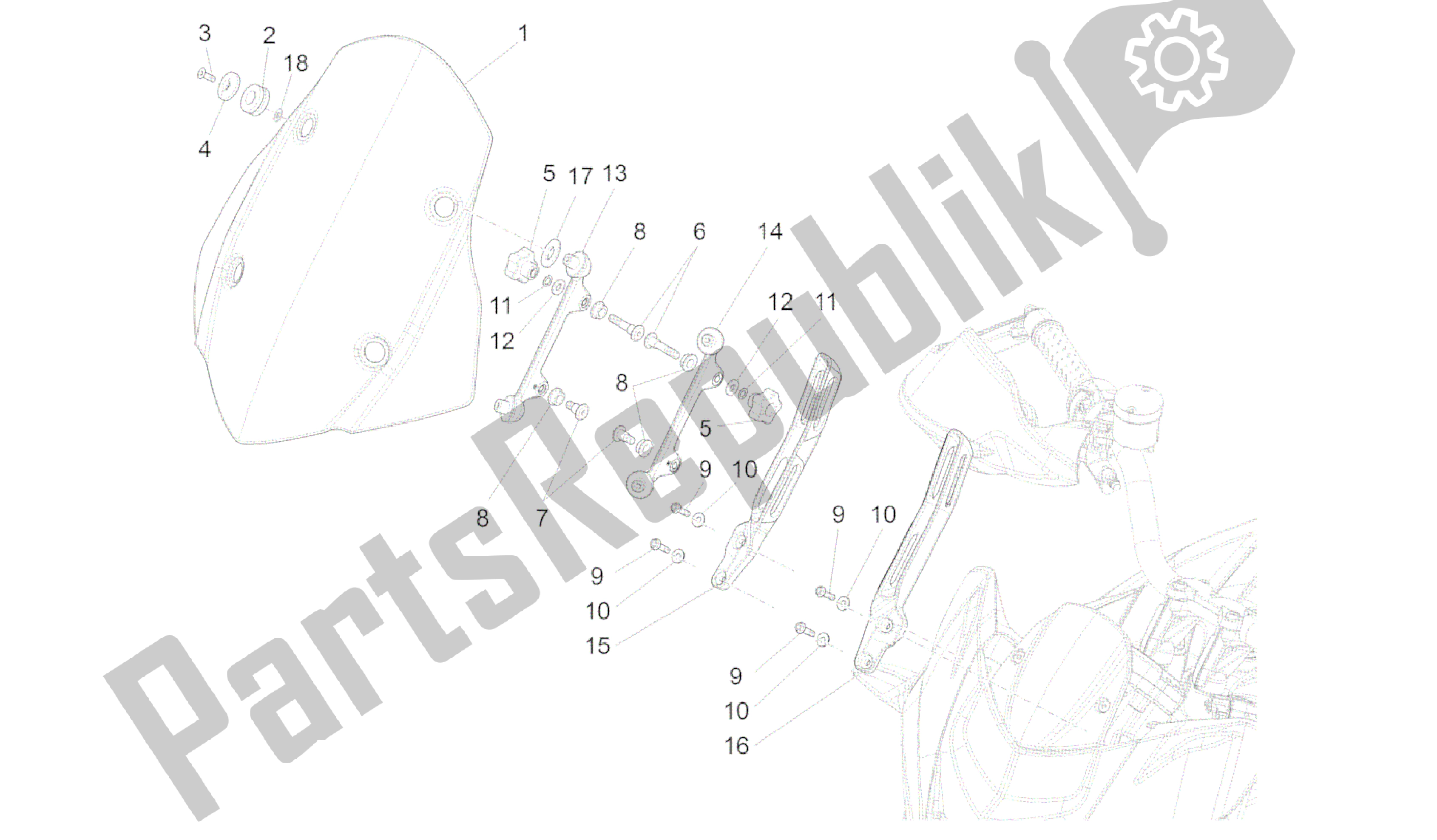 Todas as partes de Parabrisa do Aprilia Caponord 1200 2013 - 2015