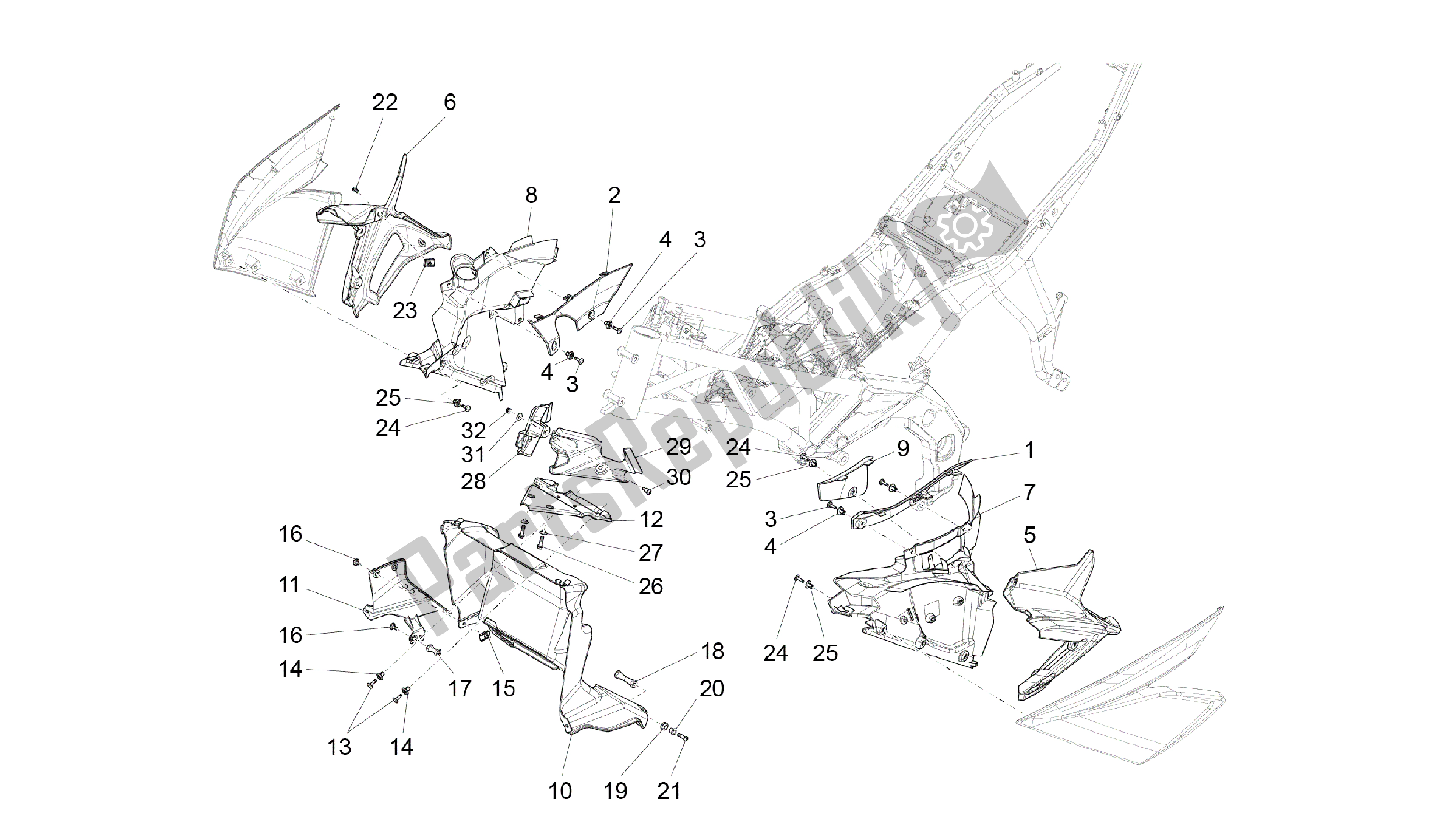 All parts for the Duct of the Aprilia Caponord 1200 2013 - 2015