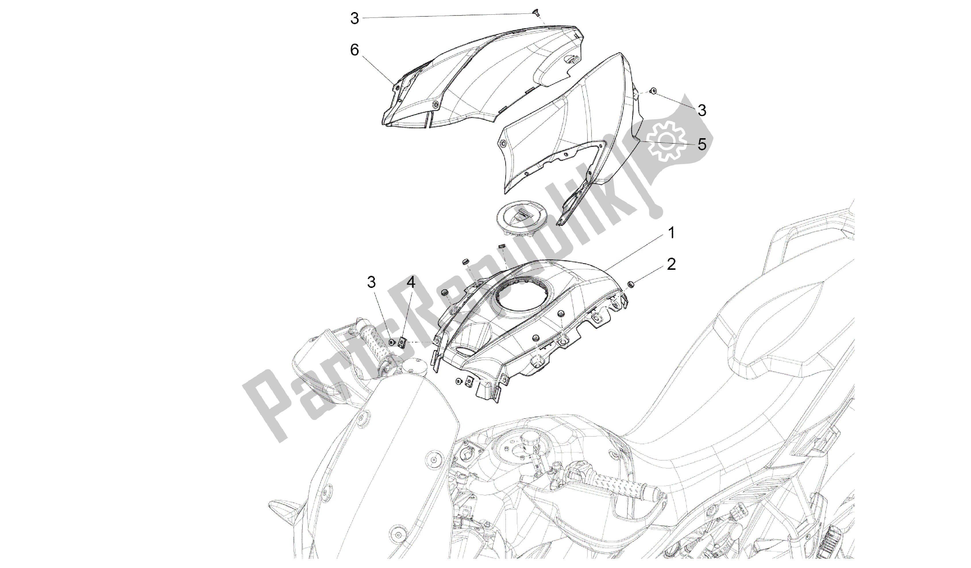 Alle onderdelen voor de Tankdeksel van de Aprilia Caponord 1200 2013 - 2015
