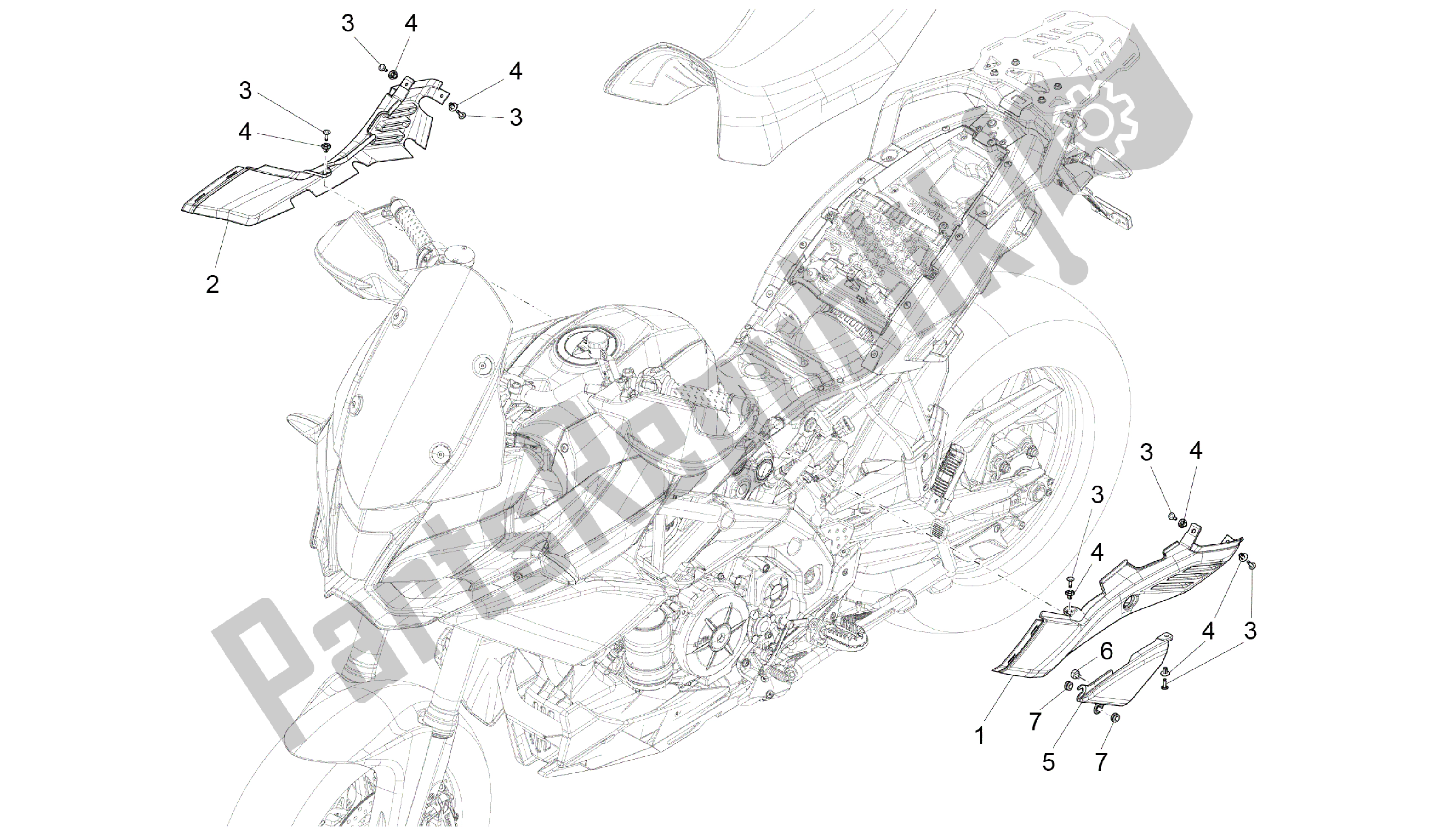 All parts for the Central Body of the Aprilia Caponord 1200 2013 - 2015