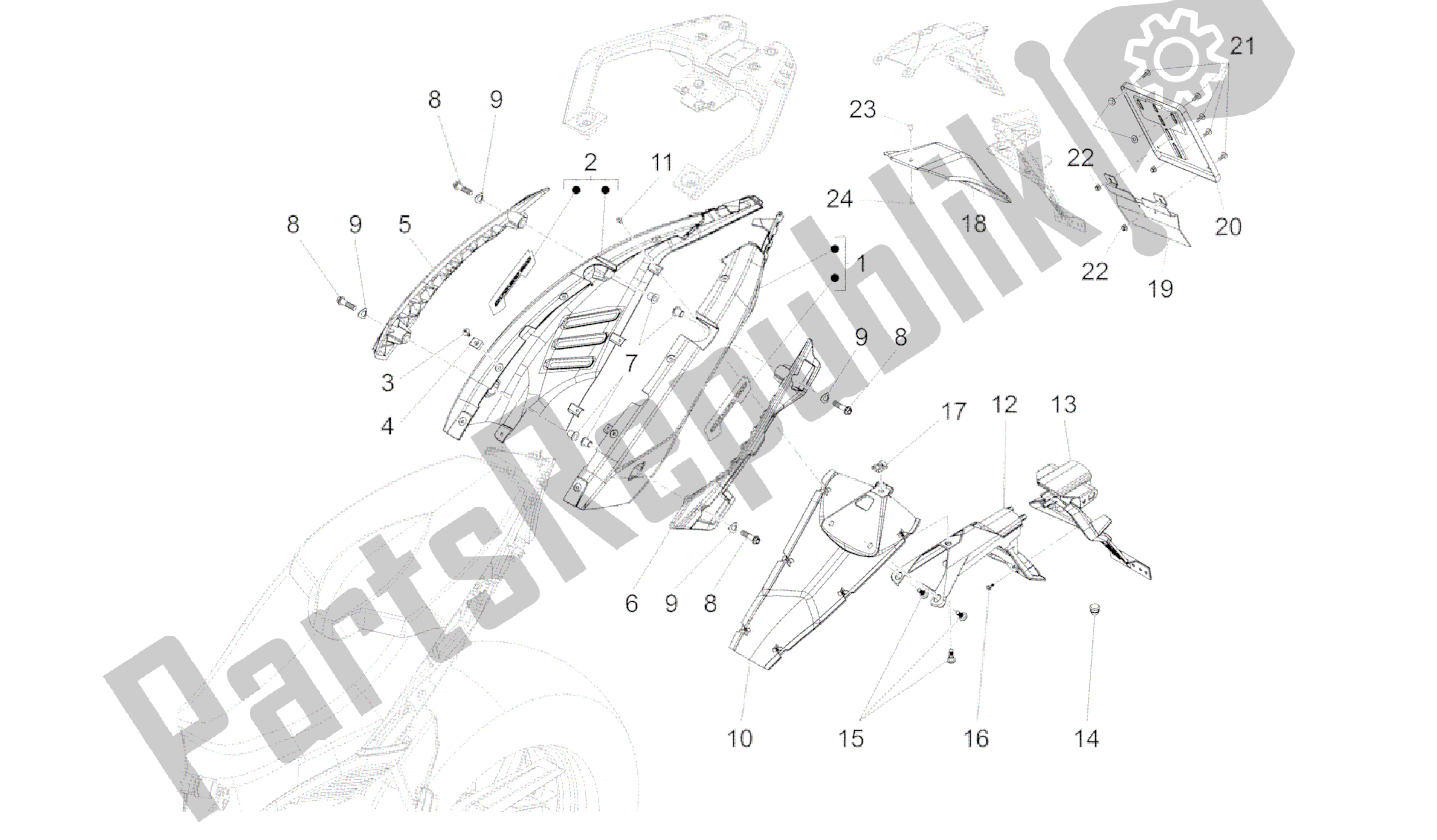 Alle Teile für das Hintere Karosserie des Aprilia Caponord 1200 2013 - 2015